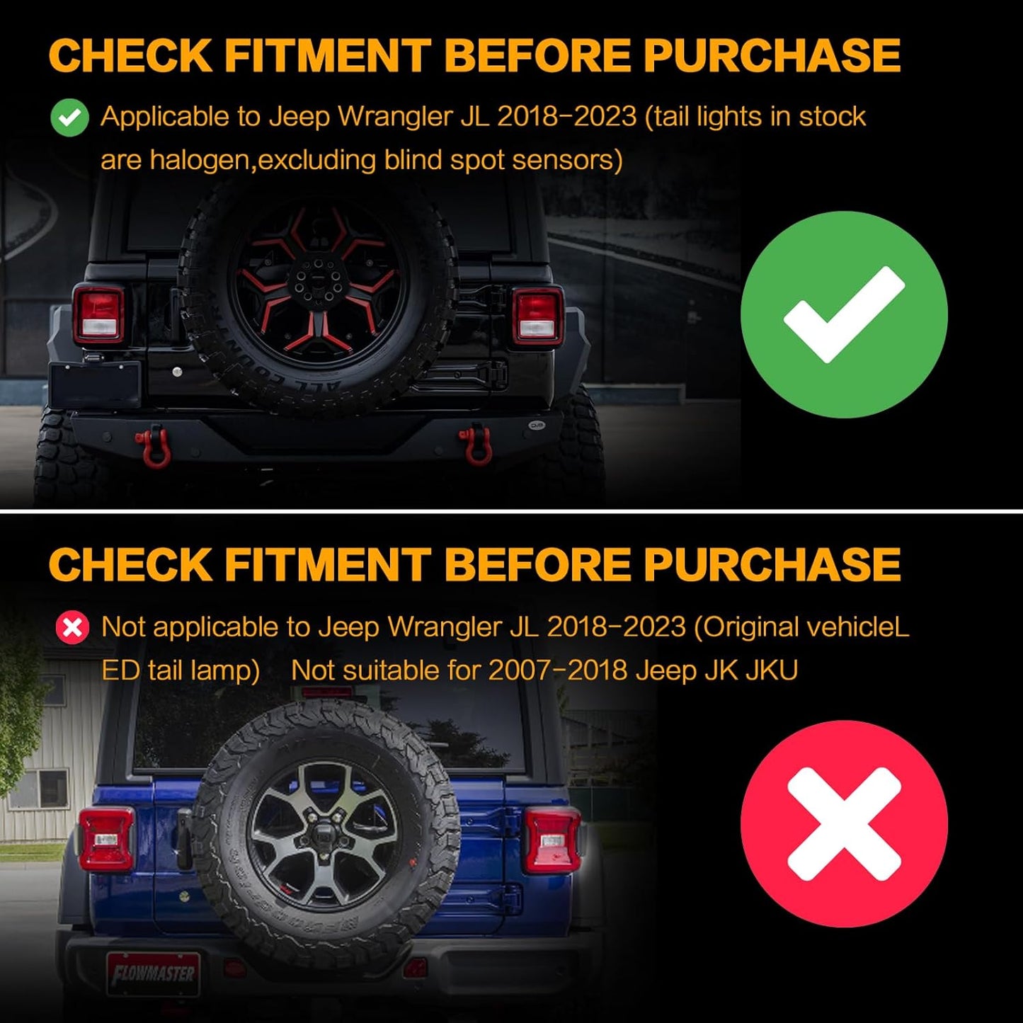 Full LED Tail Light Fit for 2018 2019 2020 2021 2022 2023 Jeep Wrangler JL(For Stock Halogen Model to Upgrade to FULL LED),LED Rear Light Set Brake Lamp Tail Lamp Assembly,Smoked Lens