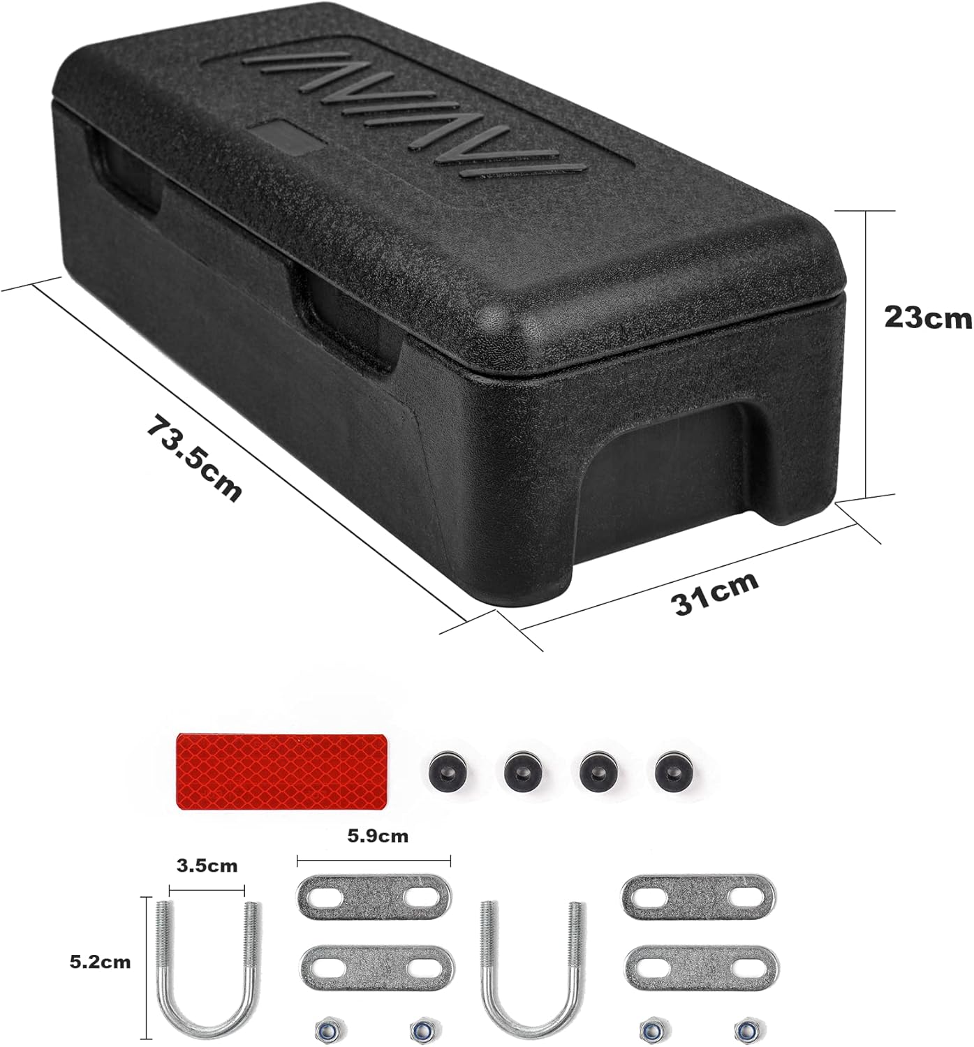 Universal ATV UTV Quad Storage Trunk Cargo Box for Front or Rear Rack All Moungting Hardware Included 30" W x 13" L x 10" H (Black)