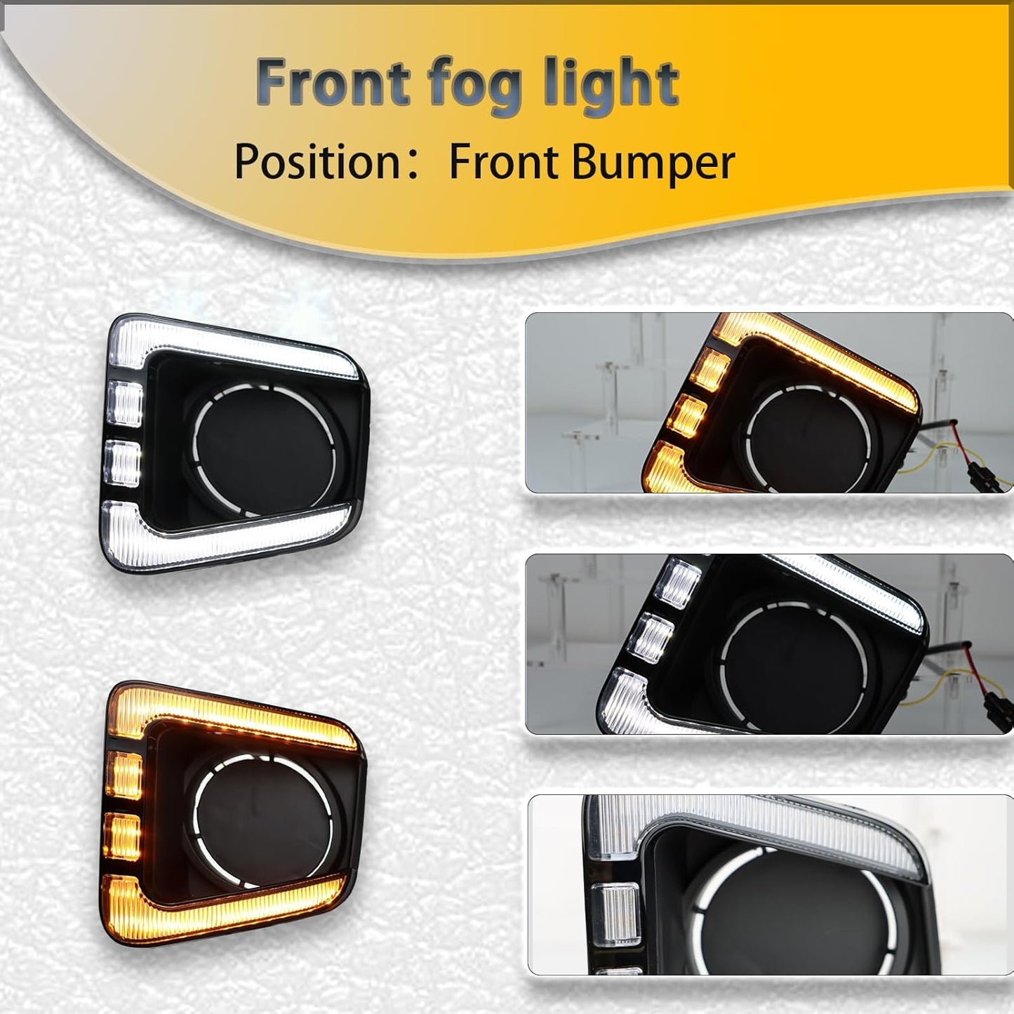 Switchback White/Amber LED Front Bumper Fog Light DRL Amber Sequential Turn Signal Feature Compatible with Toyota Tundra 2014-2021 Replacement Front Bumper Trim