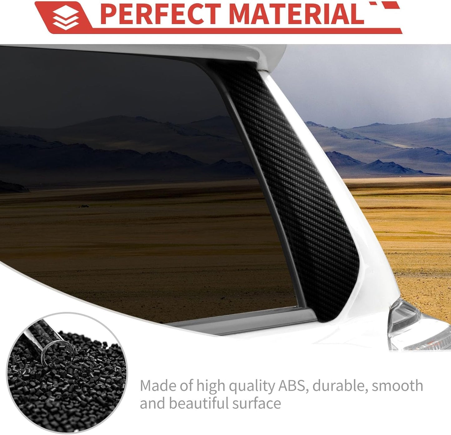 Tailgate Door Window Moldings Trim Rear Window Spoiler Side Wing Protector Covers Exterior Accessories Fit for Toyota 4 Runner 2010-2023 (Carbon Fiber Grain)