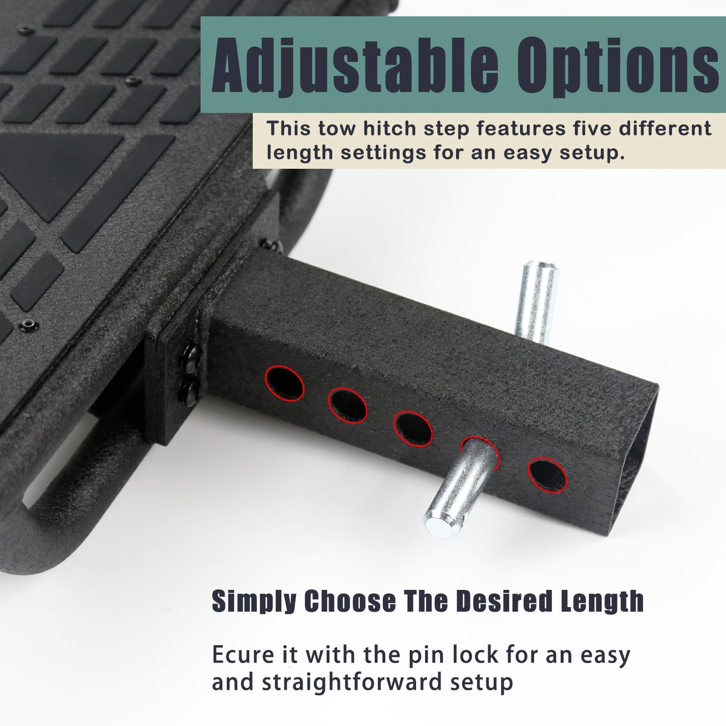 Universal Hitch Steps for Pickup Truck - Solid Trailer Hitch Step 2 Inch Receiver Hitch Accessories 17.3'' Rear Bumper Guard Protector for Car Vehicles SUV ATV Upgraded Textured Black with Pin Lock - OMOTOR