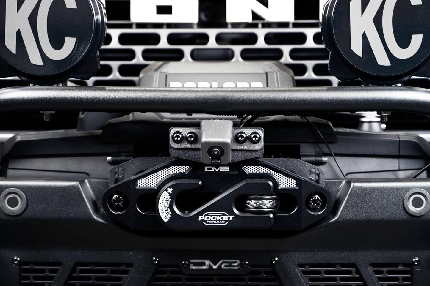 Front Camera Relocation Bracket for 2021-2024 Ford Bronco | Corrects 360 View with Winch Bumper | Includes Extended Camera Optical Cable & Spray Hose | Adjustable for Different Setups | DV8 Offroad