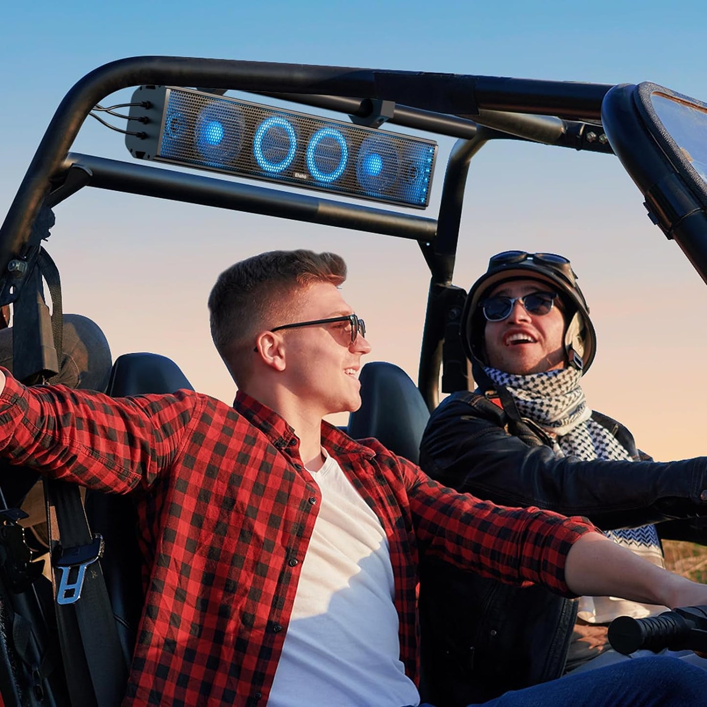 25 Inch UTV Sound Bar, ATV SoundBar Bluetooth with RGB Lighting, Amplified Powersports SXS Sound Bar, Waterproof Golf Cart Sound Bar, UTV Speakers Compatible with Polaris RZR Can-Am - OMOTOR