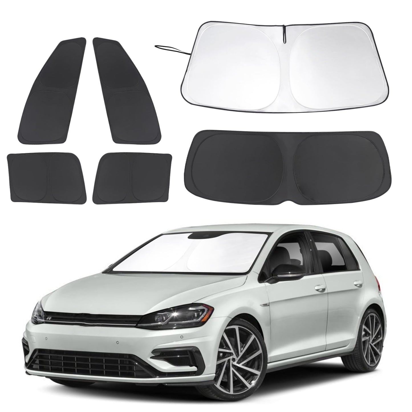 5PCS Windshield Sun Shade Custom Fit for 2021-2024 2025 Ford Bronco Accessories(Not for Bronco Sport) Foldable Sunshade Side Rear Window Shade Cover Full Set Privacy Protection