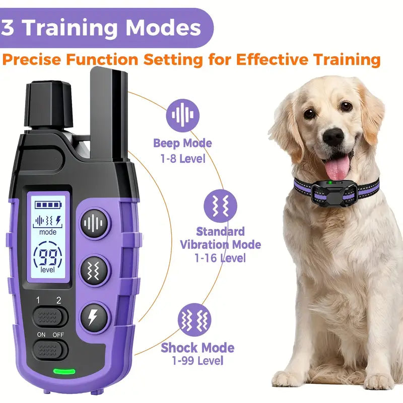 3300Ft Dog Training Collar - Adjustable Nylon Strap, Electric Shock, Vibration & Sound Modes, Rechargeable, 360ft Range, Suitable for Small to Large Dogs (5-150lbs) with Remote Control - OMOTOR
