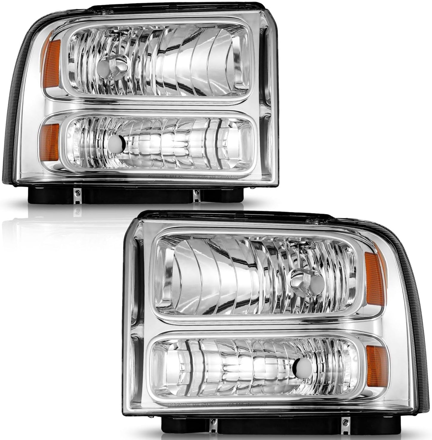 Headlights Compatible with 2005-2007 Ford F250 F350 F450 F550 Super Duty, for 2005 2006 2007 Ford F250 Headlamp Replacement Black Housing - OMOTOR