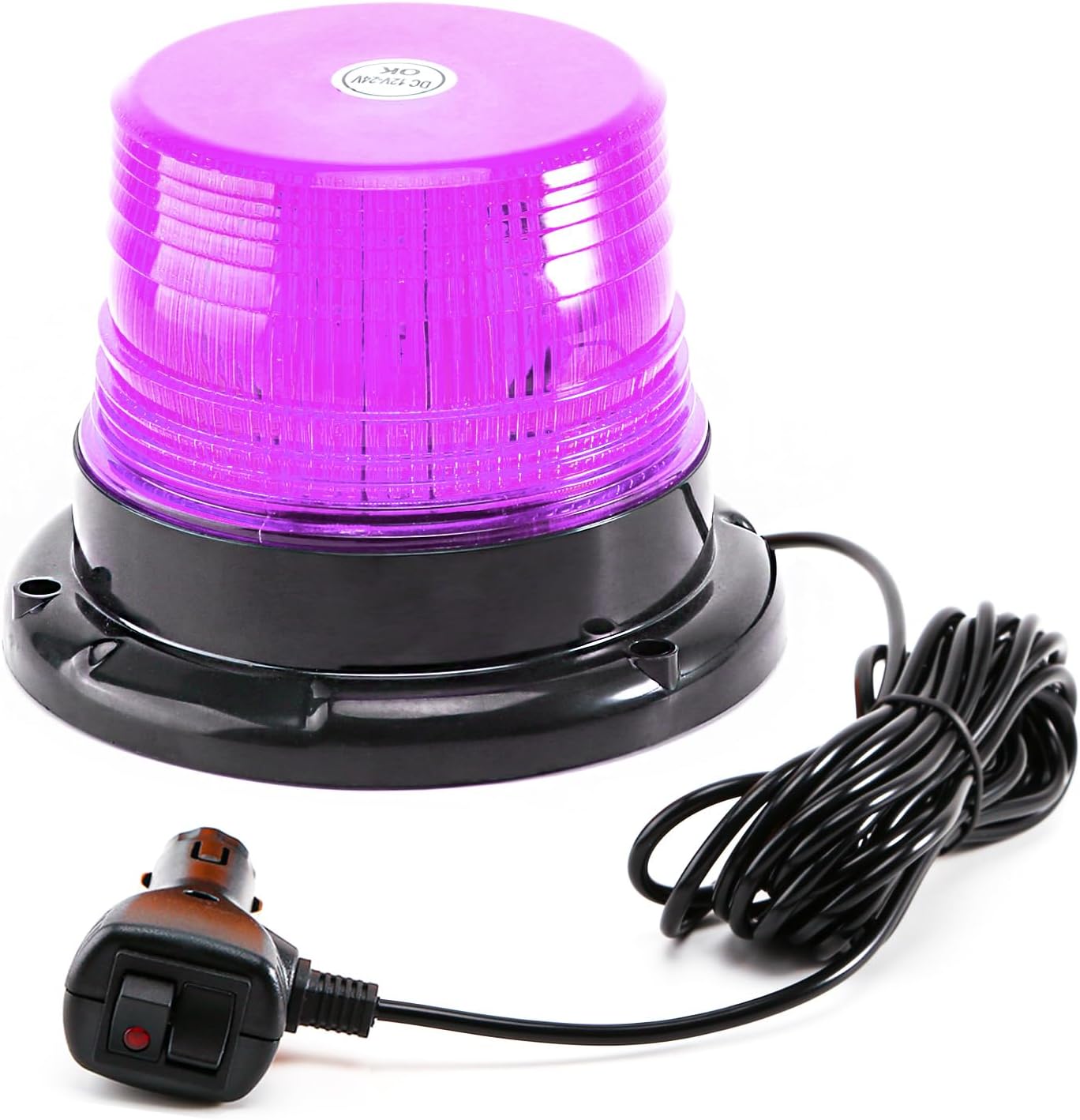 Amber LED Beacon Strobe Light, 12-24V Emergency Warning Light Bar with Magnetic Base, 7 Flash Modes , Base for Snow Plow Truck Construction Vehicles Forklift Tractor Golf Carts - OMOTOR