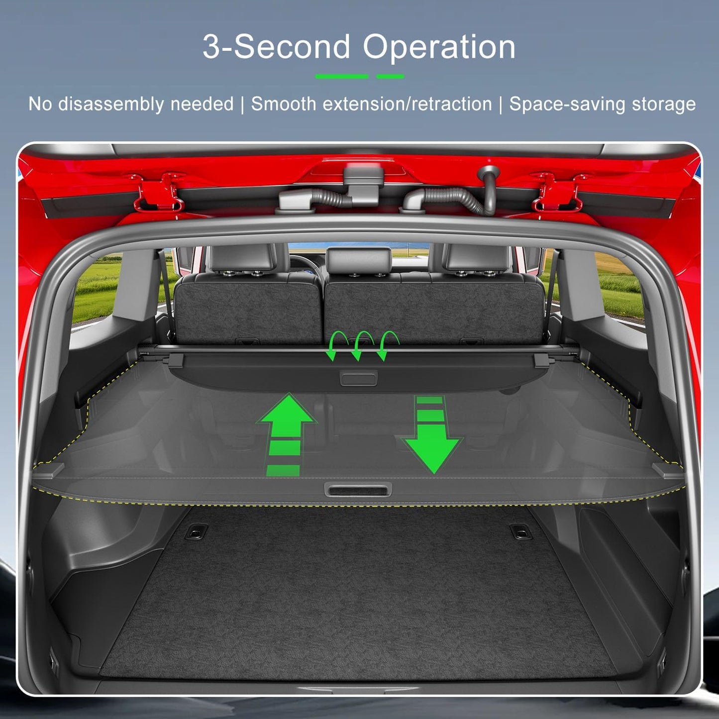 Cargo Cover Compatible with 2025 Toyota 4Runner Retractable Trunk Cover Security Shield Shade Replacement for 2025 Toyota 4Runner Accessories
