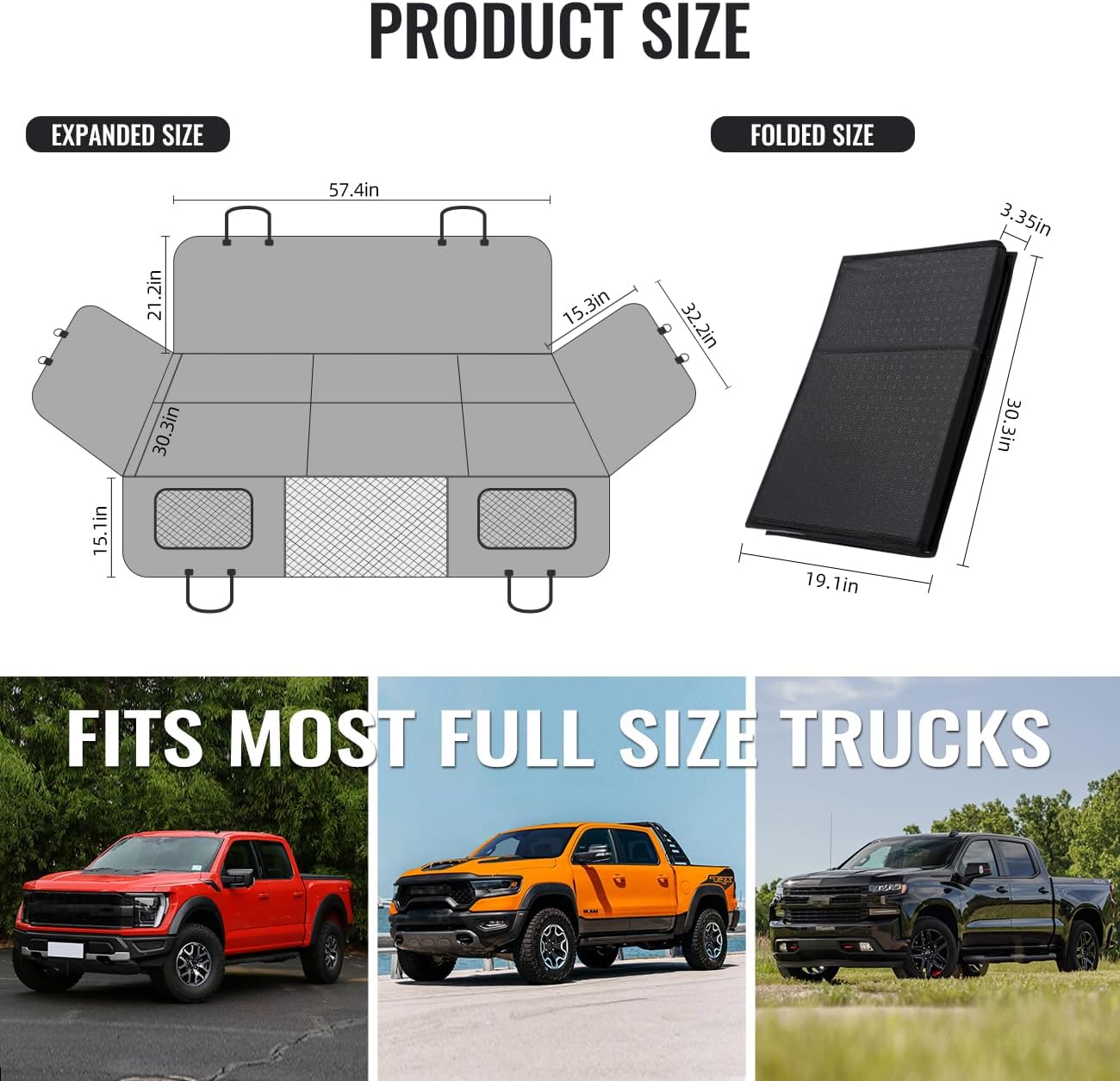 Dog Back Seat Extender for Truck,Truck Dog Seat Cover Back Seat,Dog Hammock for Truck,Hard Bottom Seat Extender for Dogs,Pet Seat Covers for Dogs,Dog Seat Cover for F150/RAM1500/Silverado - OMOTOR