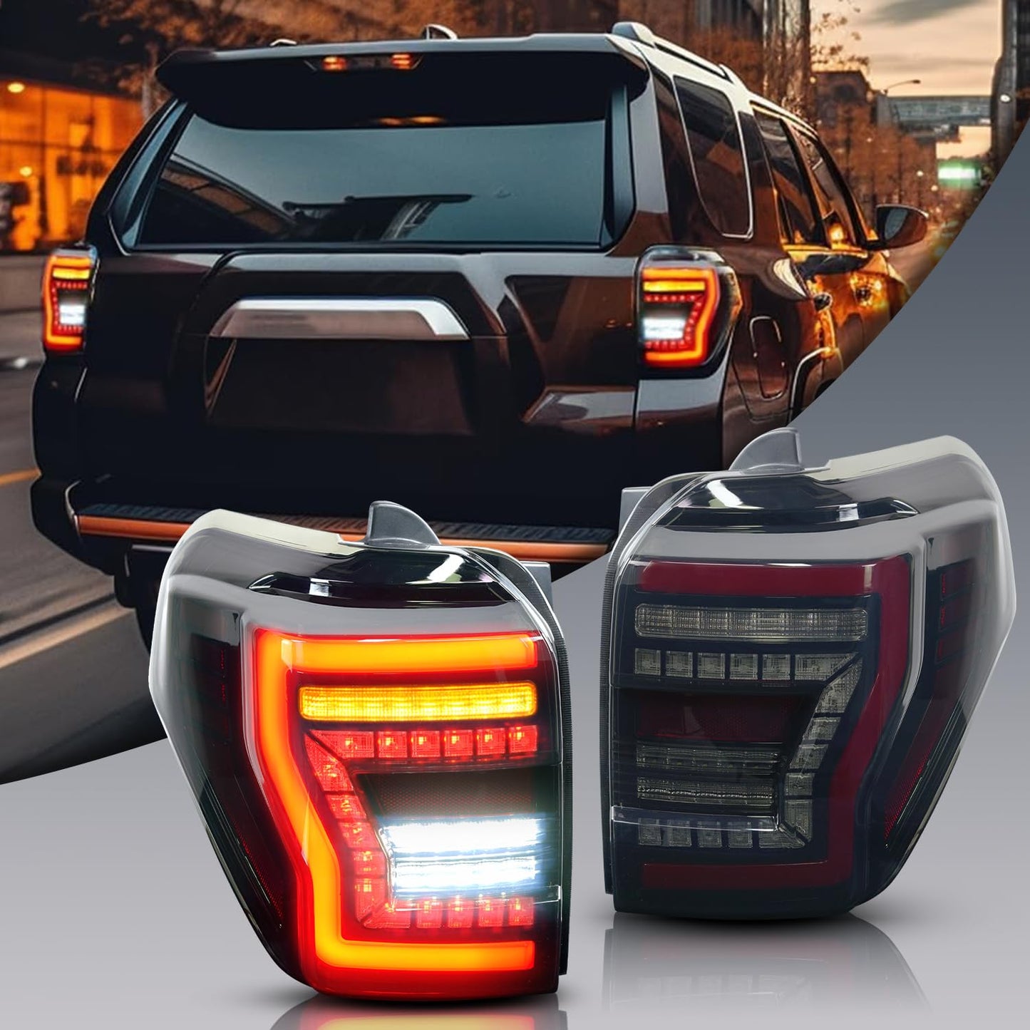 LED Tail Lights for Toyota 4Runner TRD/Limited/Off-Road/SR5/Sport/Nightshade 2014-2023,Rear Light Assembly with Sequential Turn Signal/Start Up Animation Light for 4 Runner,Smoked (Style 1)