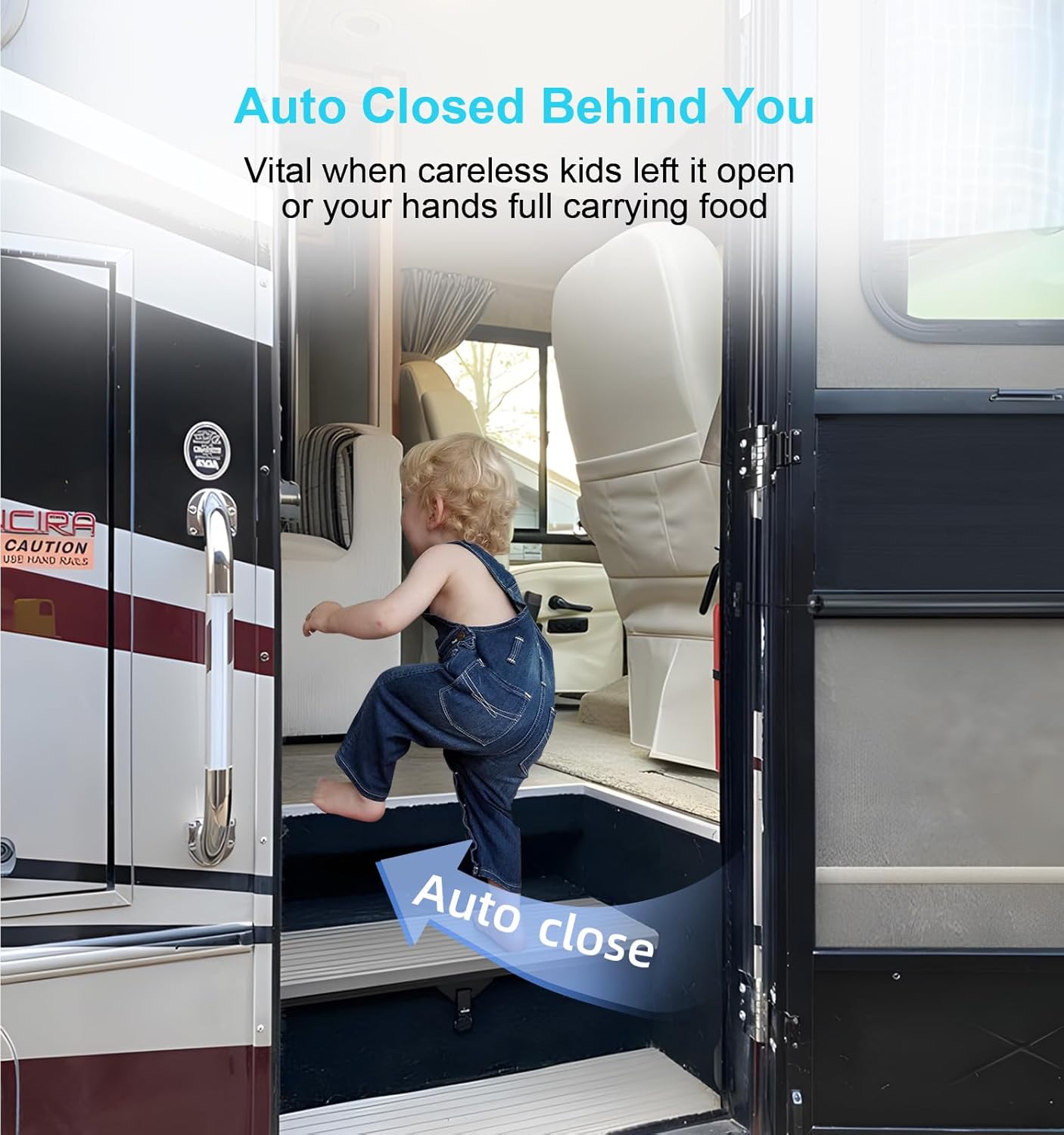 Automatic RV Screen Door Closer Kit Built in Spring for Adjustable Tension - Aluminum Universal Camper Entry Auto Closure Kit - Trailer Must Haves Self-Closing Accessory 17"x0.9"