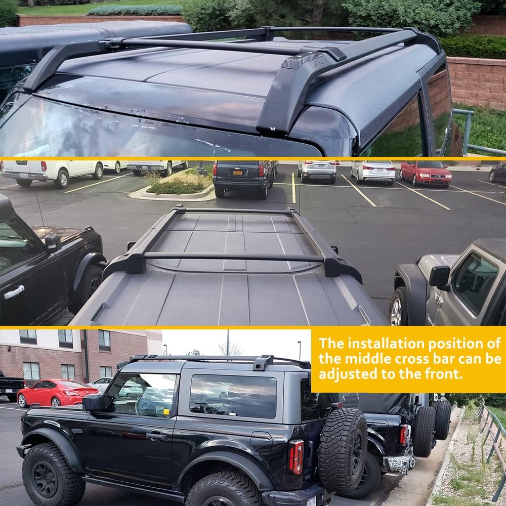 4PCS Roof Rack Rails Cross Bars Kit Fit for Ford Bronco Hard TOP 2Door & 4Door 2021 2022 2023 - OMOTOR