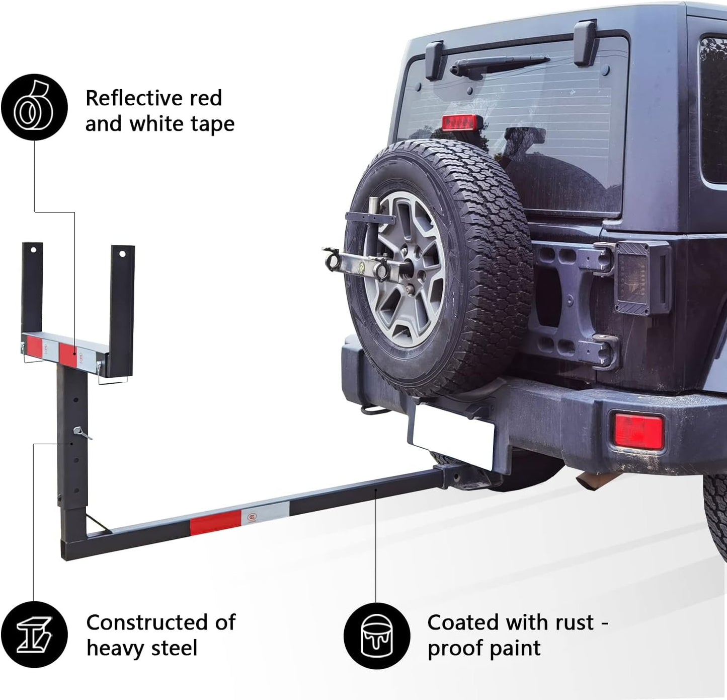 Truck Bed Extender, 2 in 1 Design Foldable Kayak Hitch Extender, 850lbs Load Capacity Pick Up Truck Bed Hitch Mount Extension Rack for Canoe Boat Kayak Lumber/Black - OMOTOR