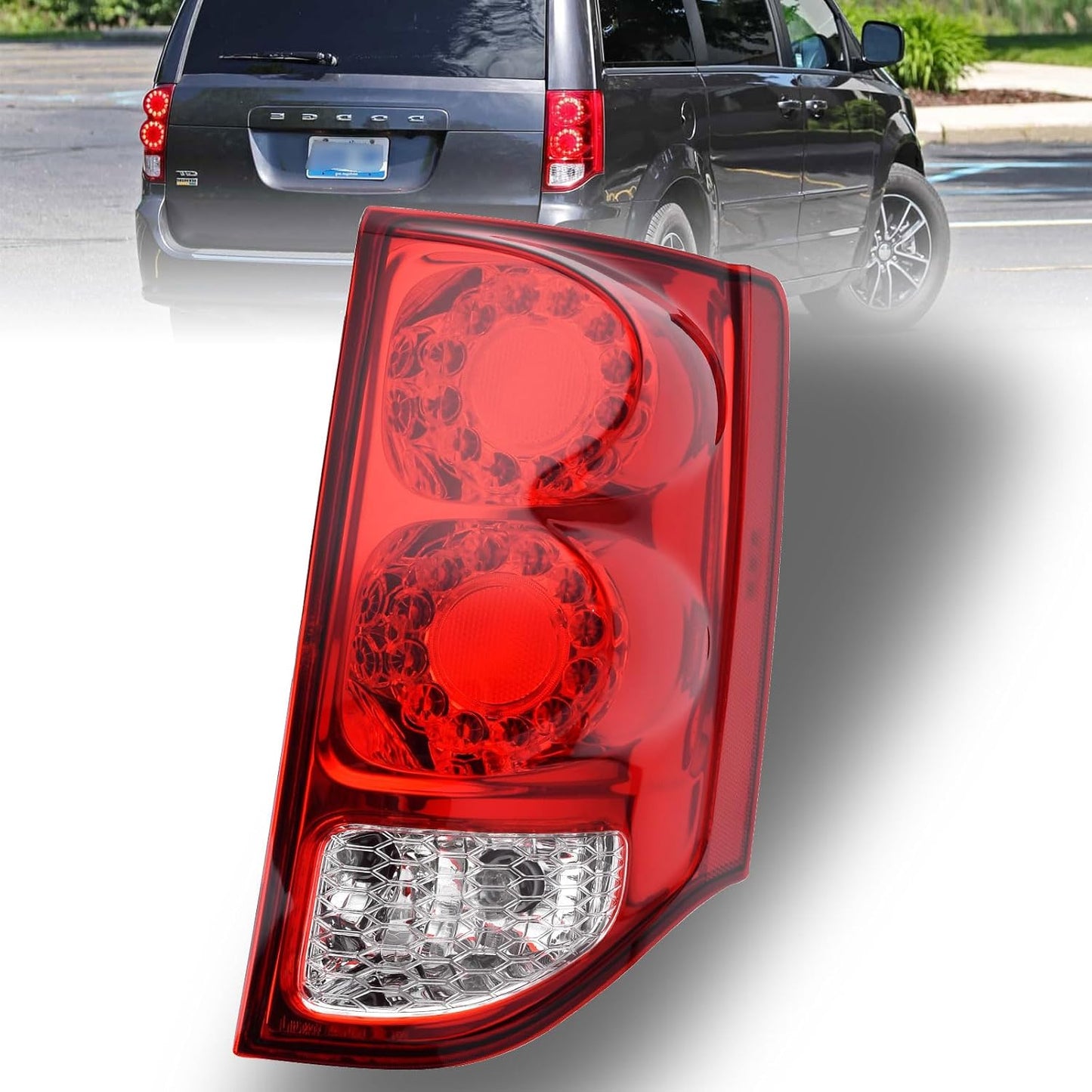 LED Tail Light for 2011-2020 Dodge Grand Caravan – Left & Right Rear Lamp, Brake & Signal Assembly with Bulb - OMOTOR