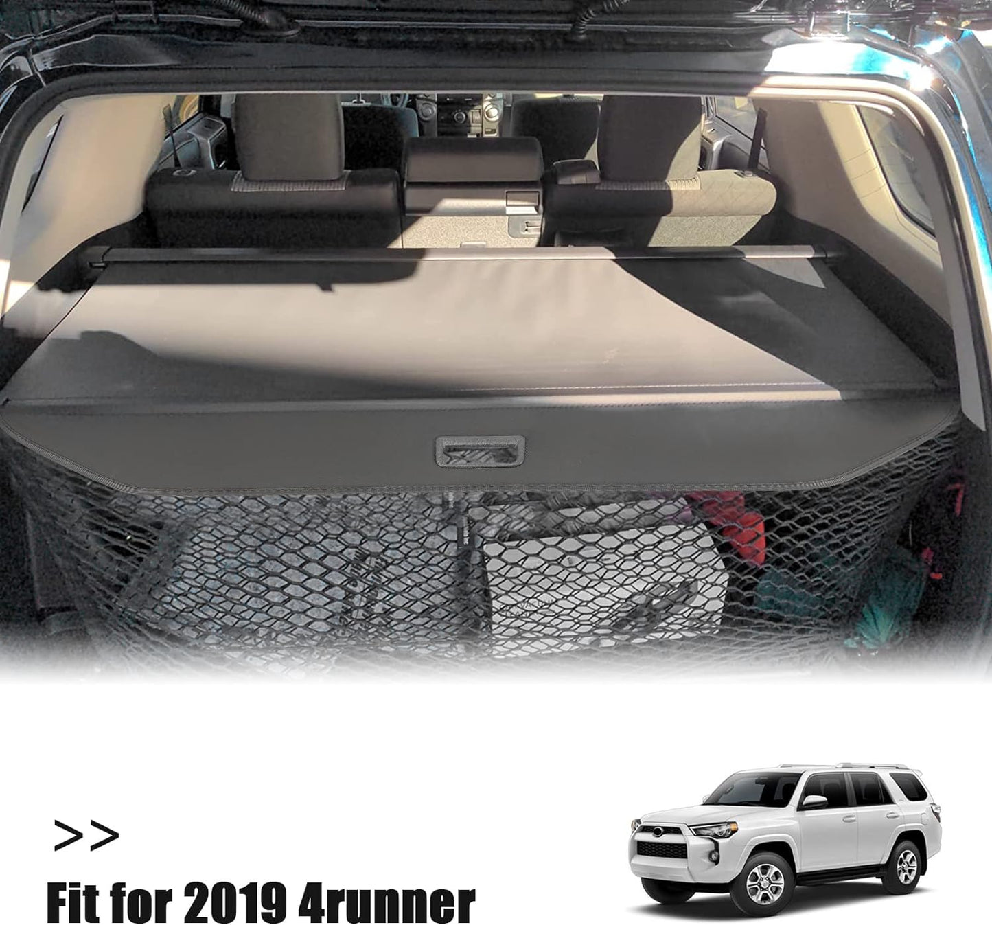 Cargo Cover Compatible with 2010-2023 Toyota 4Runner - Retractable Rear Luggage Trunk Security Covers Protector Anti Theft Shield Shade - OMOTOR