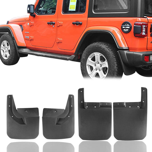 Hooke Road Fender Flares Front & Rear Mud Splash Guards Kit Compatible with 2018-2025 Jeep Wrangler JL Sahara Sport Sports (Exclude Rubicon)