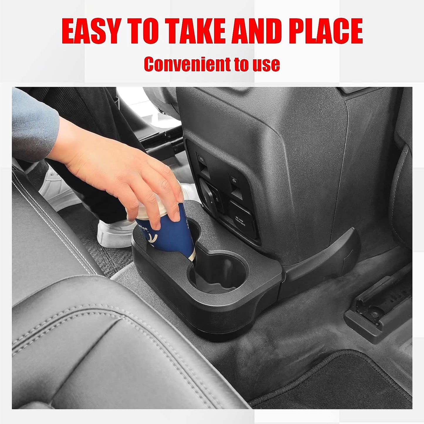 Removable Rear Dual Cup Holder for Ford Bronco 2021 2022 2023 2/4 Door Bronco Accessories(Not for Bronco Sport - OMOTOR