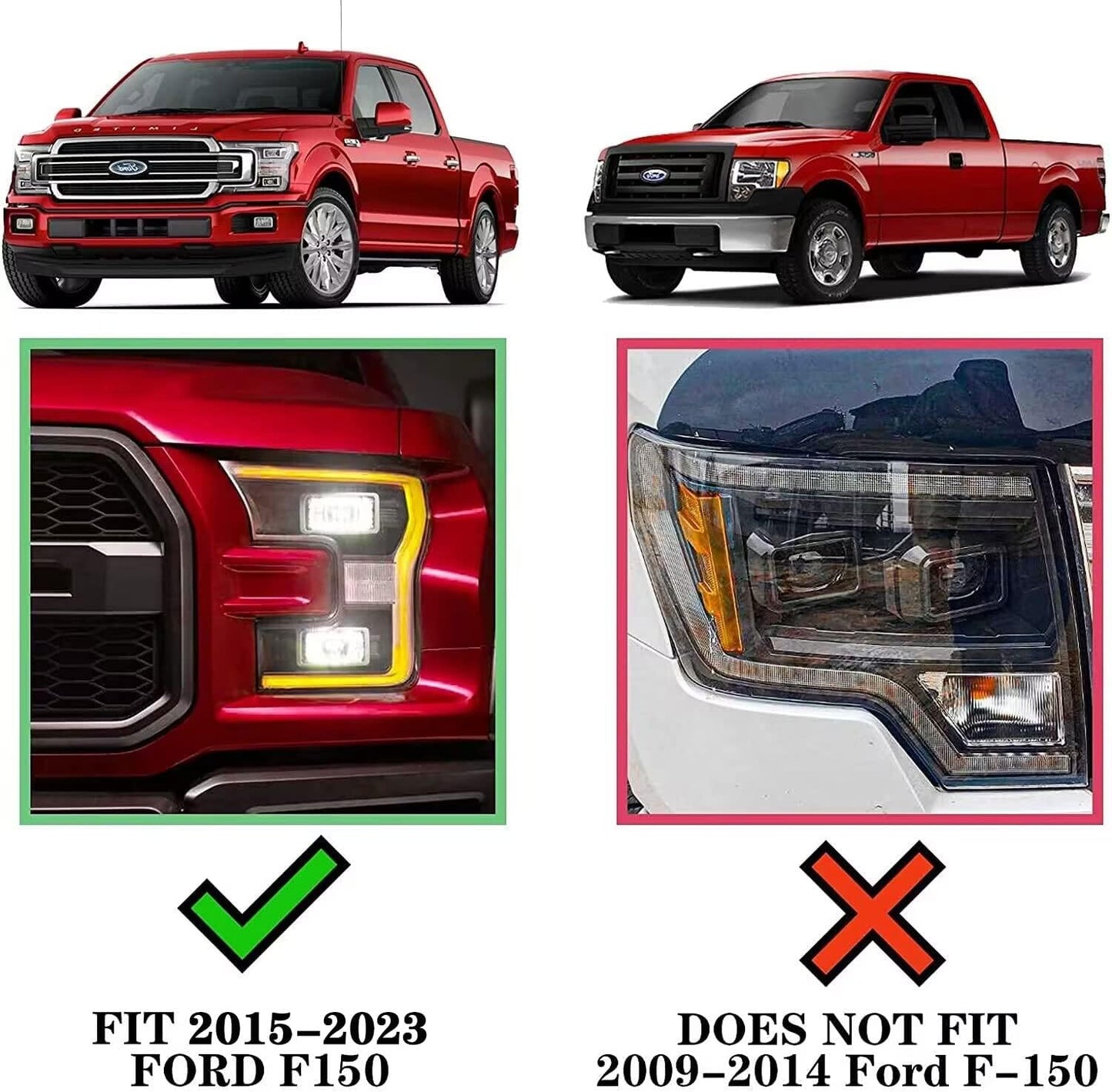 Pair Running Board Nerf Bar Compatible with 15-23 Ford F150 Superduty Crew Cab(4 Full Size Doors) Rocker Slider Side Steps,Width 6 Inches V Style.with OE Style Brackets - OMOTOR