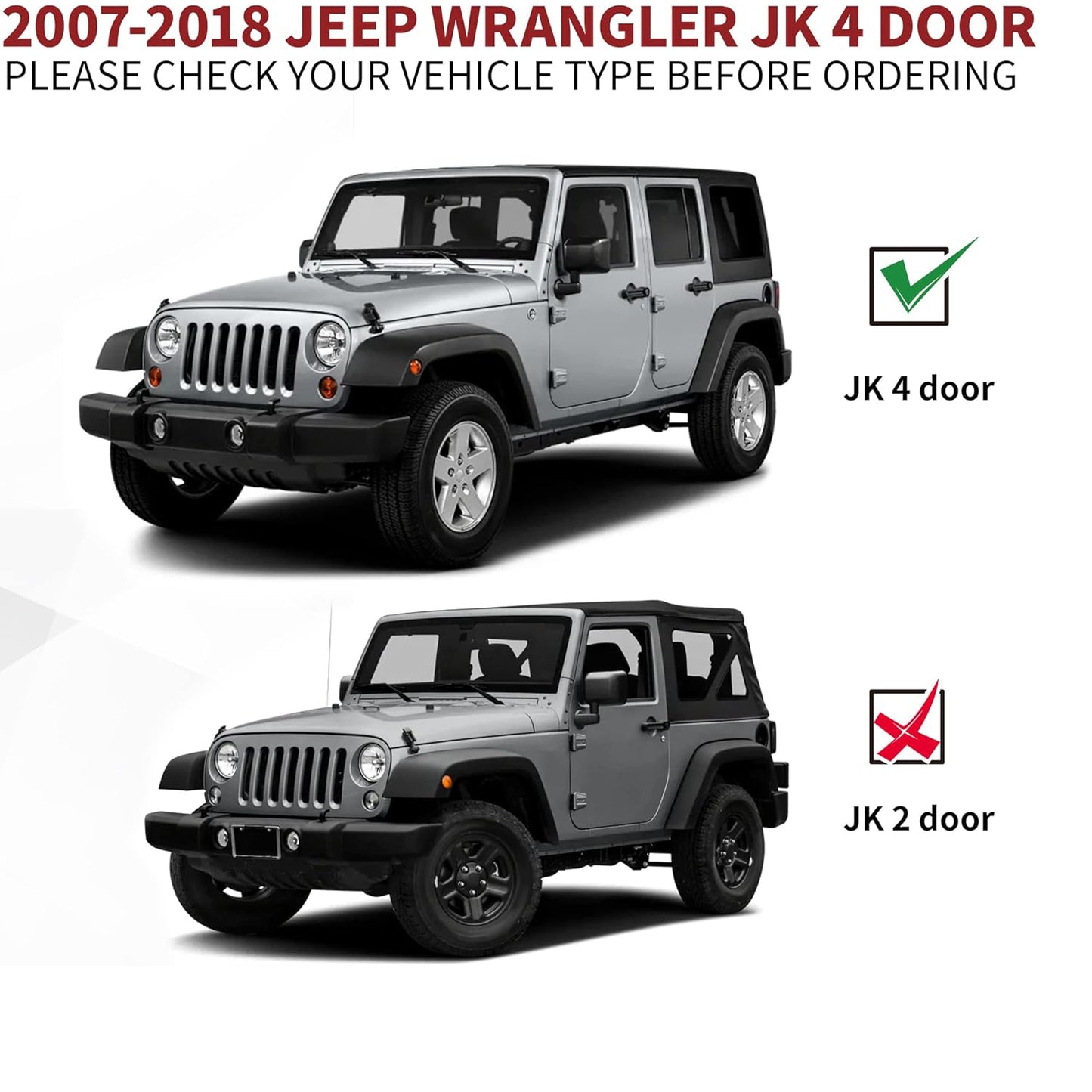 Running Boards Compatible with 2007-2018 Jeep Wrangler JK 4 Door, Nerf Bars, Black Side Steps (Not for JL Model) - OMOTOR