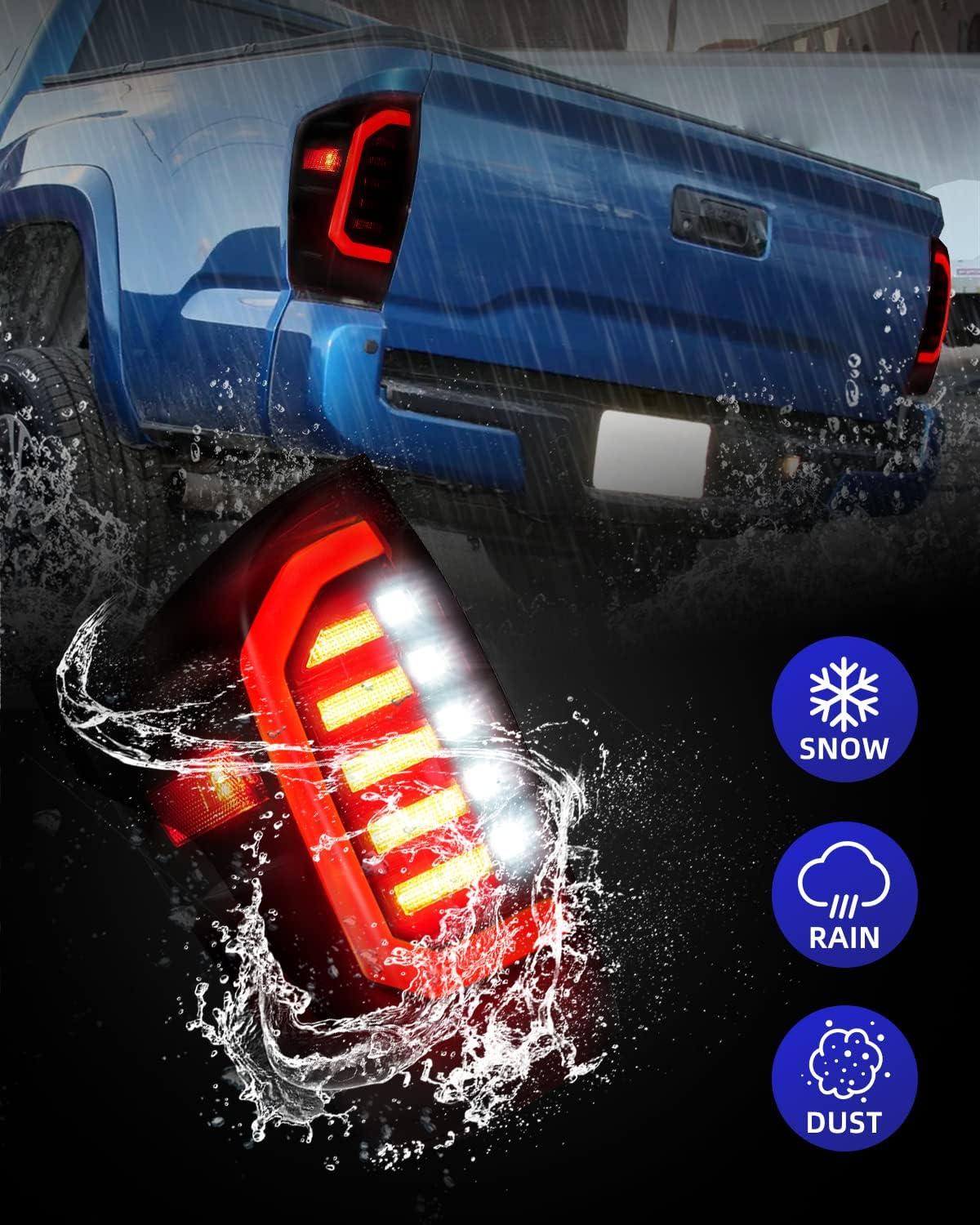 AUTOONE 2023 Upgraded Toyota Tacoma LED Tail Light Assembly with Black Housing Smoked Lens, Rear Lamp Replacement for 2016 2017 2018 2019 2020 2021 2022 2023 Toyota Tacoma, Driver & Passenger Side
