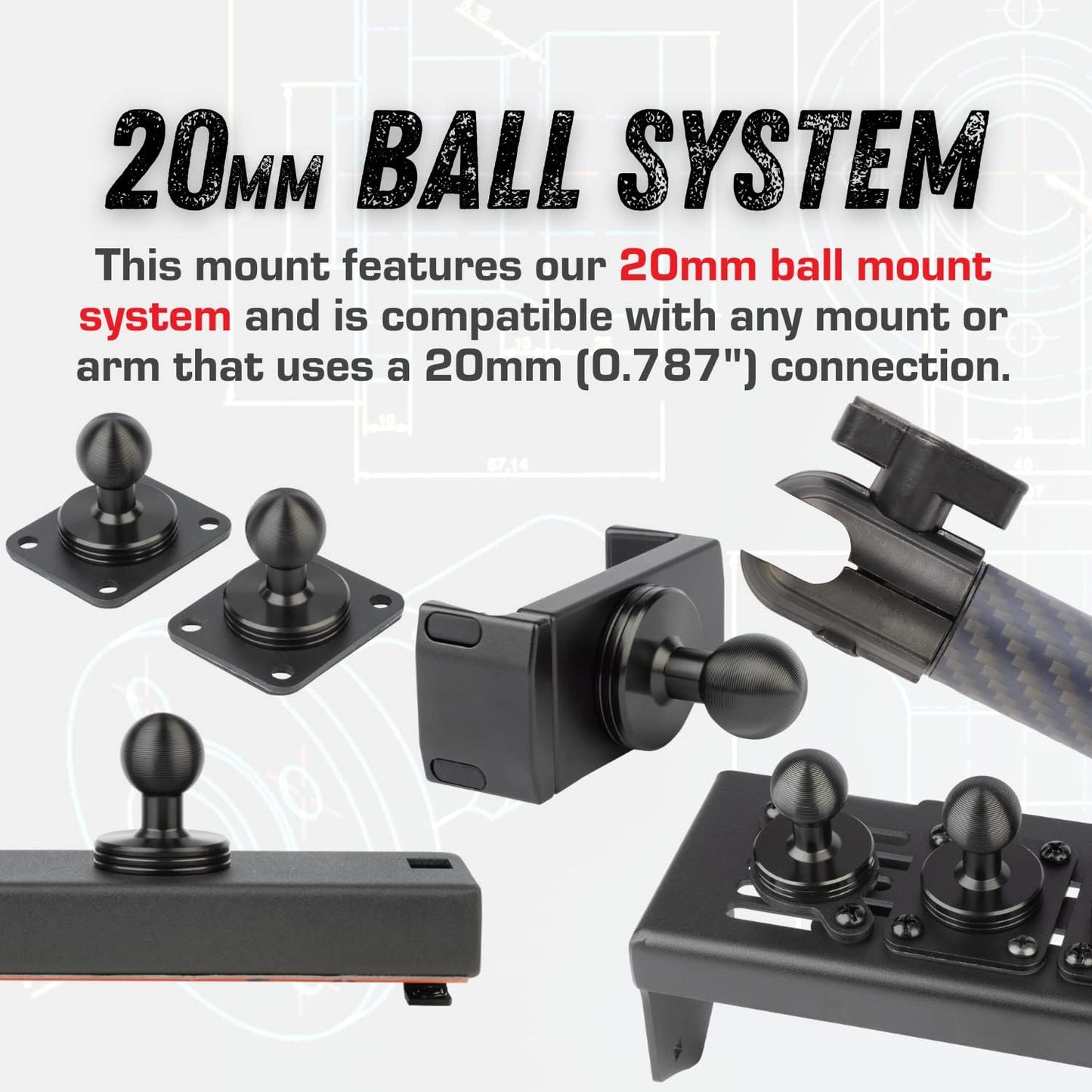 Bulletpoint RubiGrid Metal Dash Mount Phone Holder Compatible with 2019+ Chevrolet Silverado GMC Sierra Multi-Device Holder with 20mm Ball System