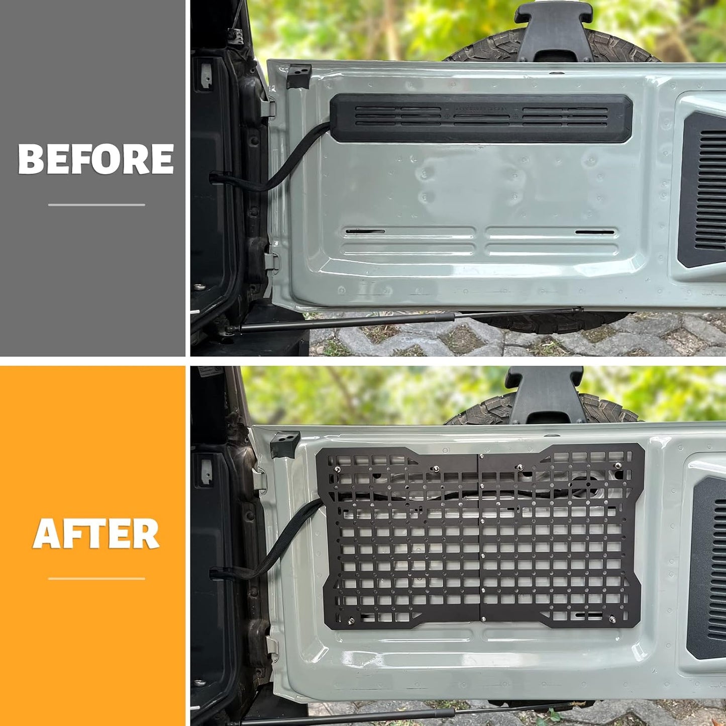 OFF ROAD Tailgate Storage Panel Tailgate Molle Panel Steel Cargo Shelf Storage Luggage Holder Carrier with 3 Storage Bags for Ford Bronco Accessories 2021 2022 2023 2/4 Doors - OMOTOR