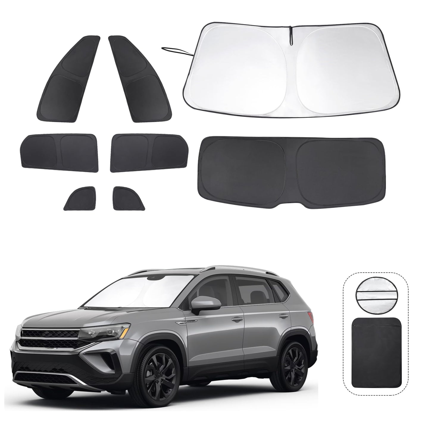 5PCS Windshield Sun Shade Custom Fit for 2021-2024 2025 Ford Bronco Accessories(Not for Bronco Sport) Foldable Sunshade Side Rear Window Shade Cover Full Set Privacy Protection
