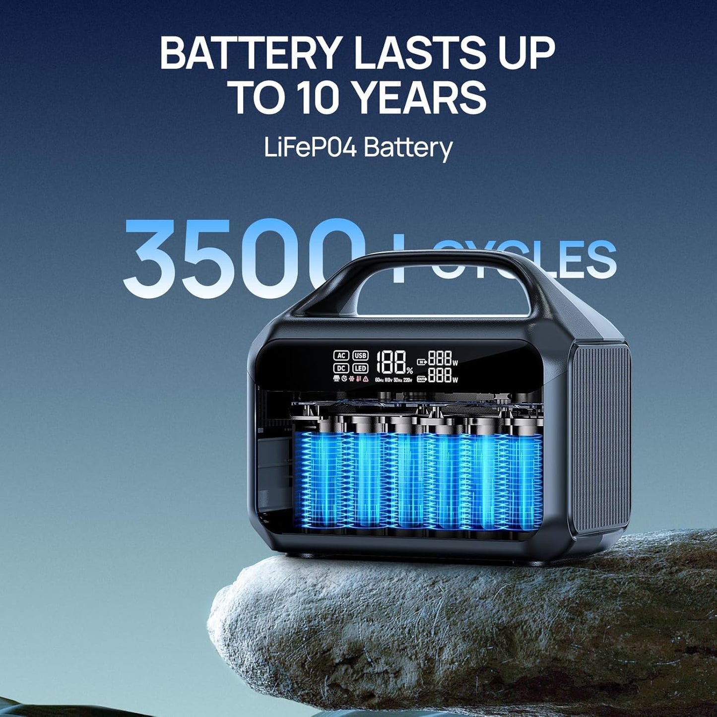 Portable Power Station 300W (600W Surge), 204Wh Solar Generator LiFePO4 Electric with AC&DC Outlets Fast Charging for Outdoors Camping Essentials Backup Bank Emergency, RV, Off-Grid Living