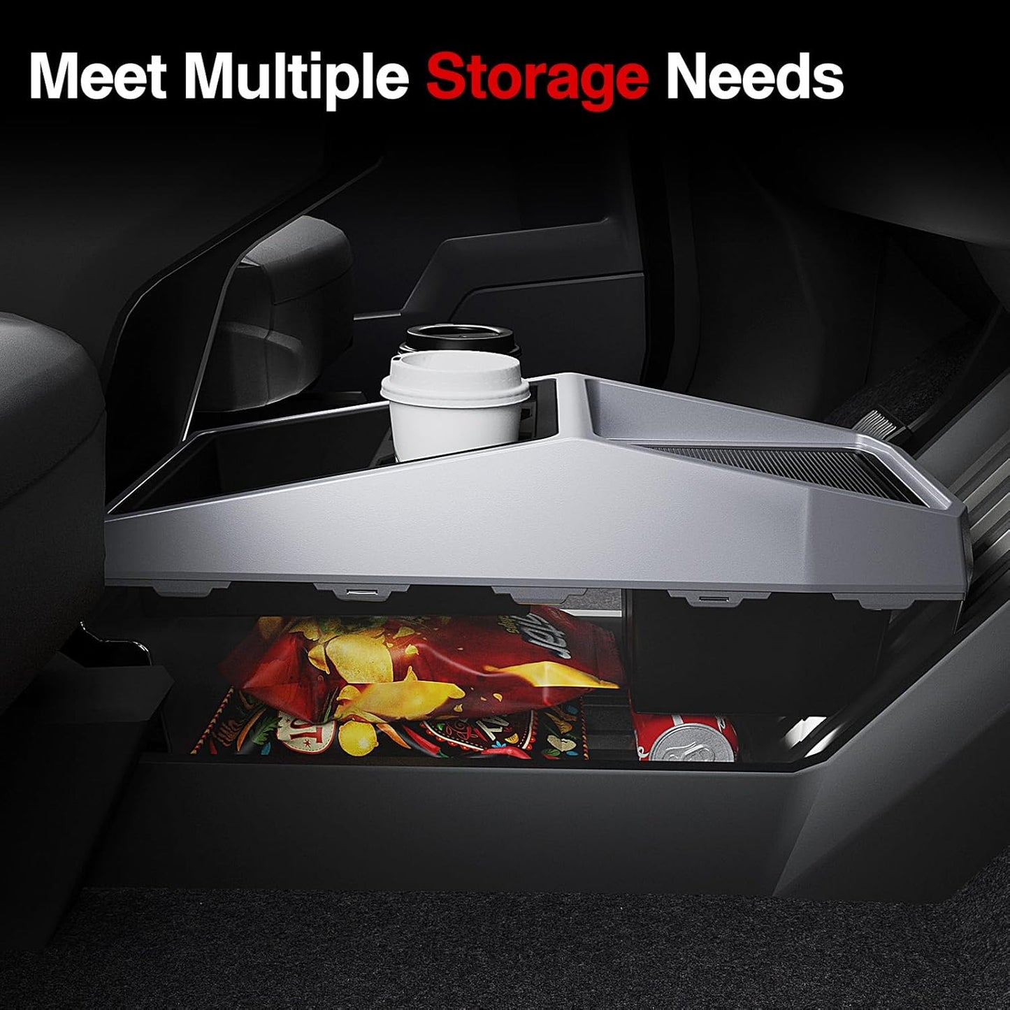 Floor Console Organizer Compatible with Tesla Cybertruck 2024, Multifunctional Storage Box for Cybertruck Accessories