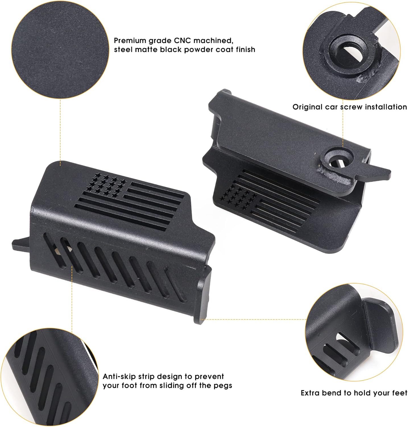 BESTAOO Door Hinge Front Foot Peg Rest Pedal for Ford Bronco Accessories 2021 2022 2023 2024 2025 2 Door 4 Door - 1 Pair
