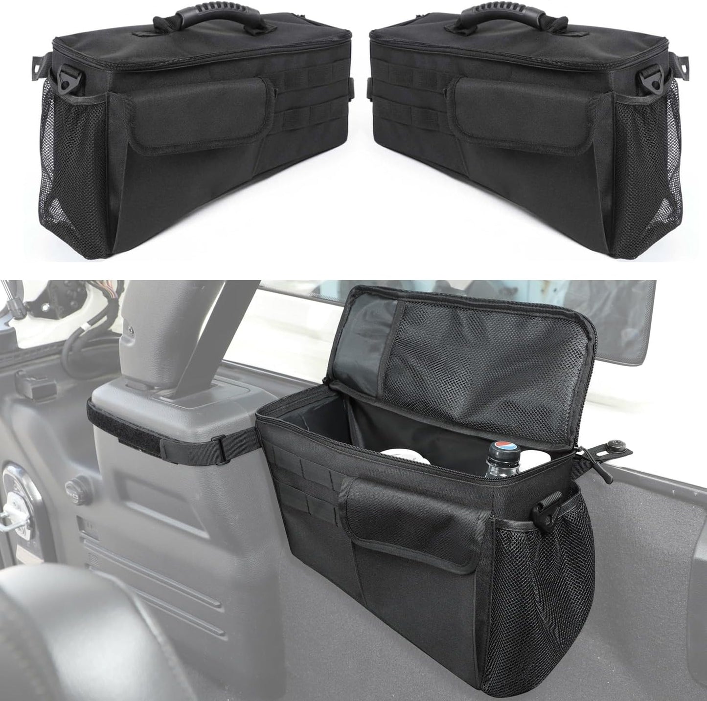 YOCTM Wheel Well Storage Bin, Rear Trunk Organizer, Cargo Storage Tray for 2018-2024 Jeep Wrangler JL JLU 4-Door, Interior Storage Expansion Accessories, Right Left Side, Black