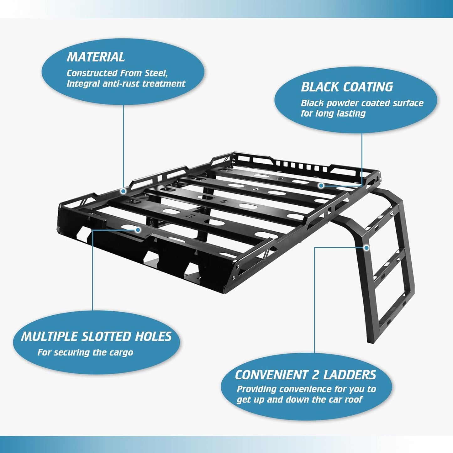 Roof Rack fit for Jeep Wrangler JL 2018-2025 4 Door w/Double Ladders Roof Rack Cargo Basket Luggage Carrier Heavy Duty Steel Cargo Storage Carrier (You Will get 2 Packages)