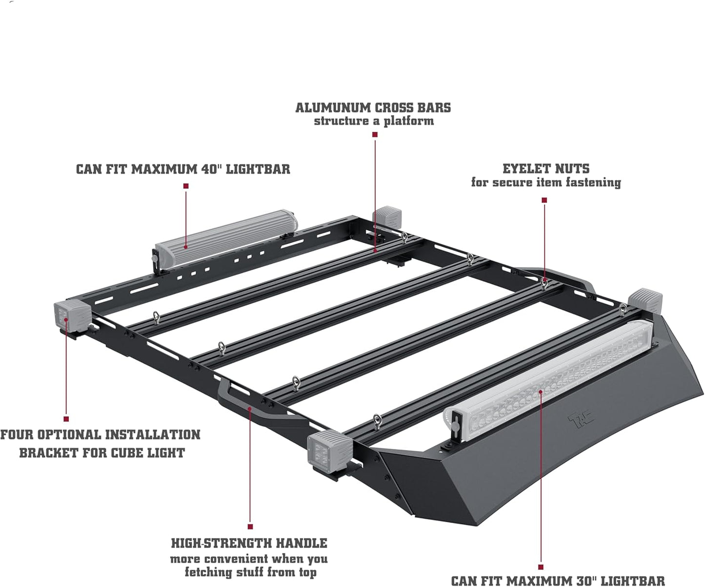 TAC Roof Rack Compatible with 2024-2025 Tacoma Double Cab Truck Cross Bar Cargo Canoe Bike Kayak Snowboard Luggage Upper Storage Carrier Truck Outdoors Gear