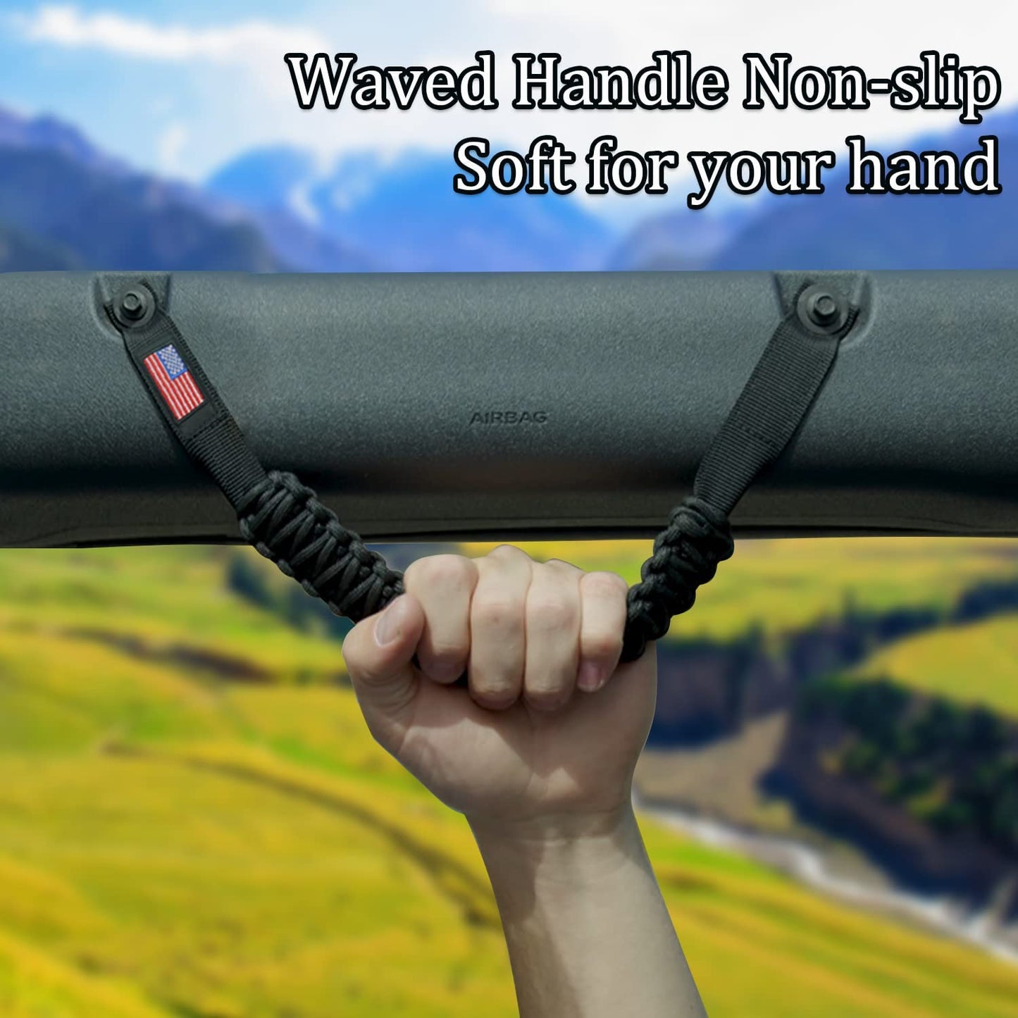 Roll Bar Paracord Grab Handles Compatible with Ford Bronco 2021 2022 2/4 Door, Bronco Grab Handles Interior Accessories (Black 4Pcs) - OMOTOR