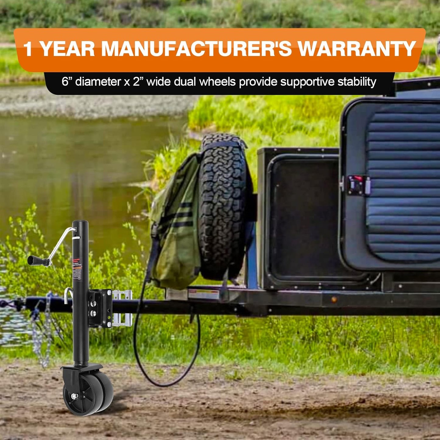 Trailer Jack,Swivel Boat Trailer Jack with 6" with Dual Wheels Heavy Duty 2000 LBs,12" Lift