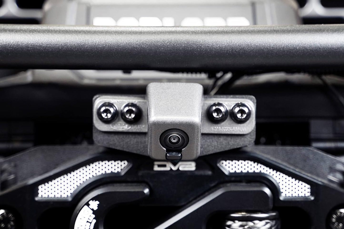 Front Camera Relocation Bracket for 2021-2024 Ford Bronco | Corrects 360 View with Winch Bumper | Includes Extended Camera Optical Cable & Spray Hose | Adjustable for Different Setups | DV8 Offroad