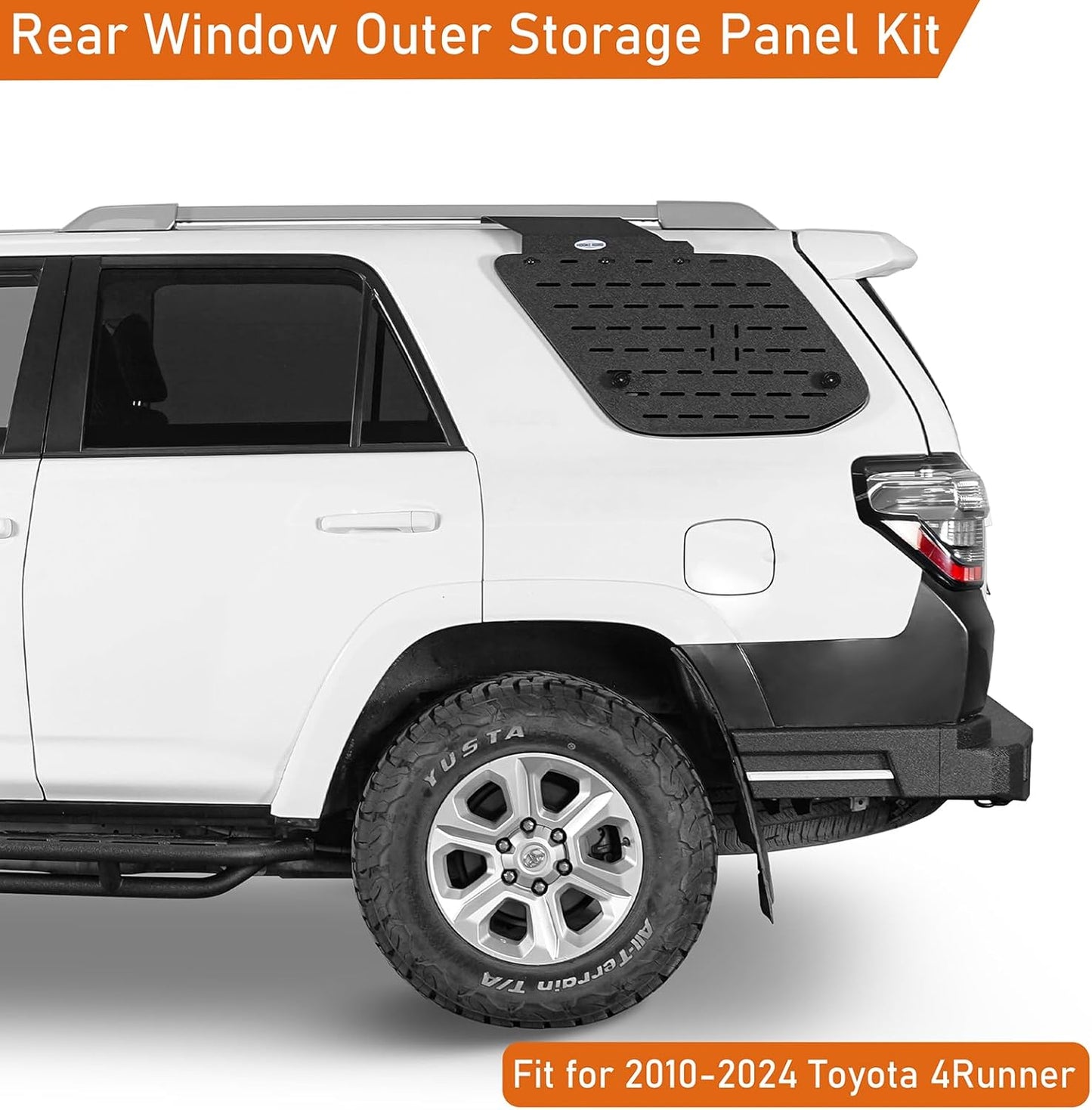 Hooke Road 10-24 4Runner Rear Window Molle Panel Modular Storage Panel System Exterior Cargo Rack Shelf for 2010-2024 Toyota 4Runner 5th Gen (Exclude 19+TRD Pro) - Pair