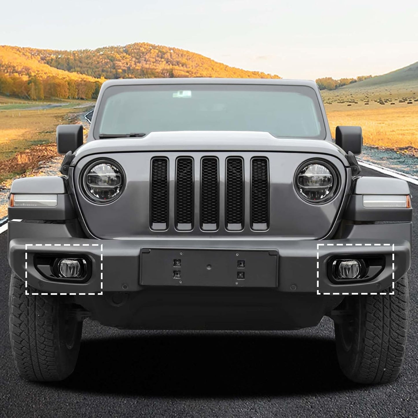 for Jeep JL Front Bumper Fog Light Cover Trim for Jeep Wrangler JL JLU 2018 up for Gladiator JT 2020 up Black Exterior Accessories 2pcs