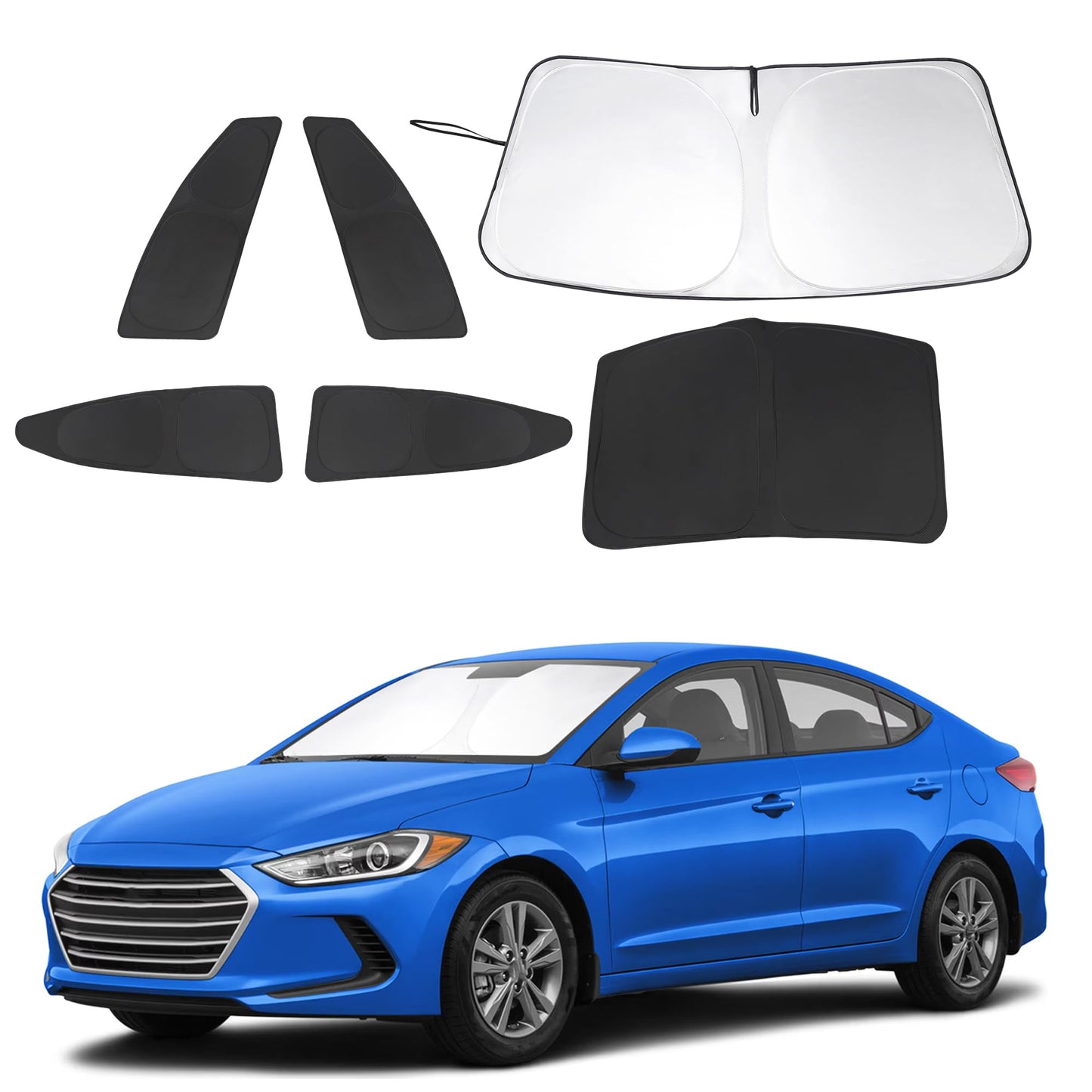 5PCS Windshield Sun Shade Custom Fit for 2021-2024 2025 Ford Bronco Accessories(Not for Bronco Sport) Foldable Sunshade Side Rear Window Shade Cover Full Set Privacy Protection
