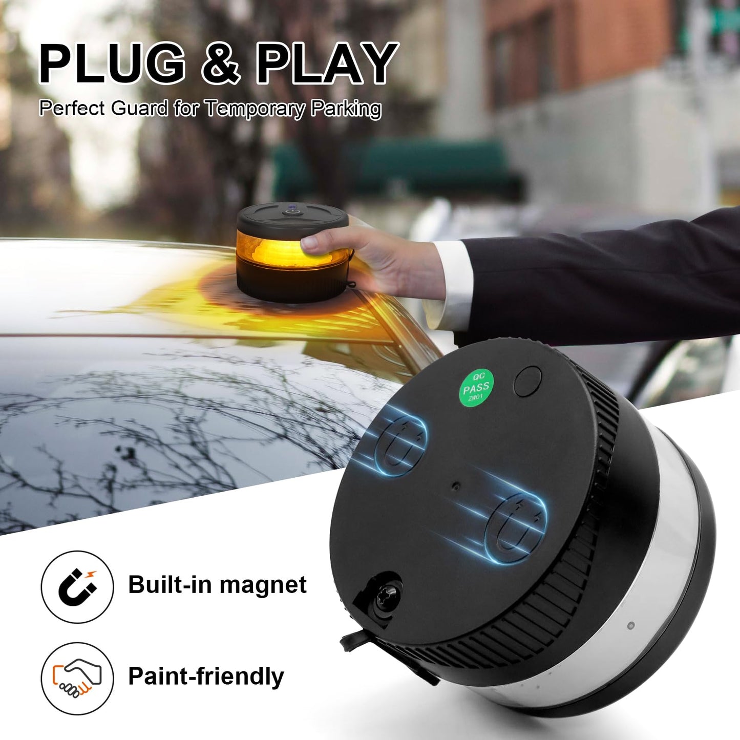 Rechargeable Magnetic Wireless Beacon Light for Trucks, Postal Car Tractor UTV Golf Cart