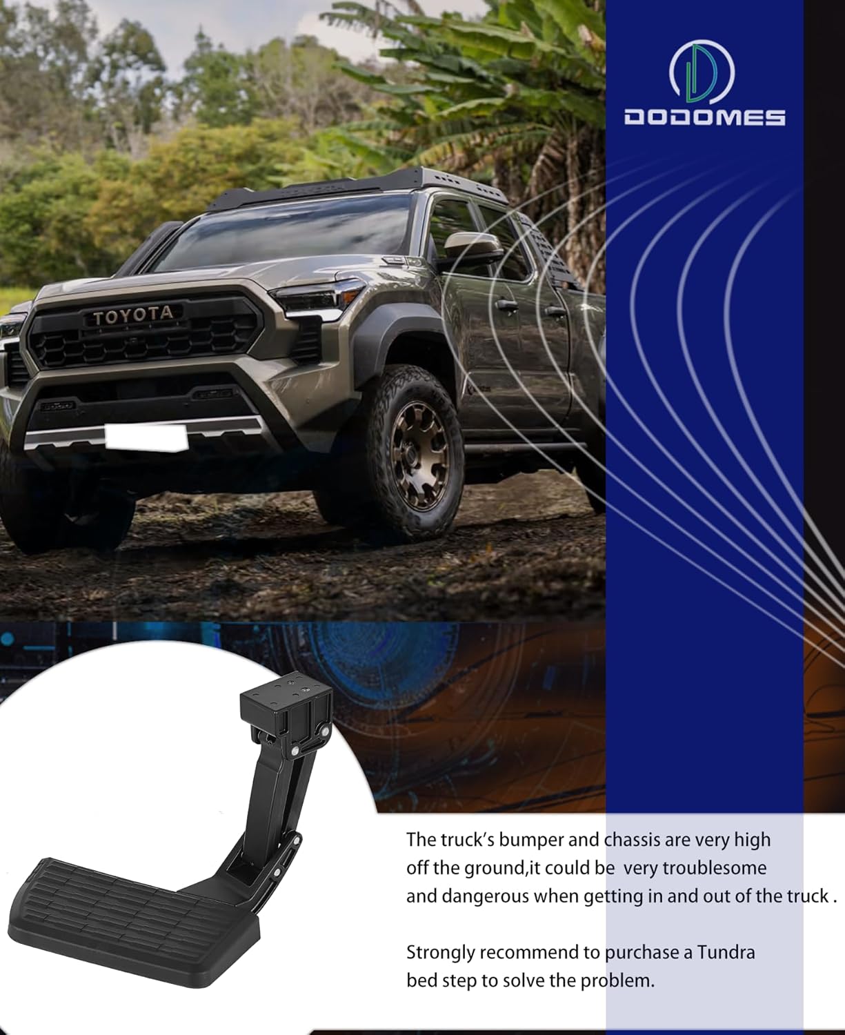 Dodomes Rear Bed Step Retractable Truck Bumper Step Replacement for Toyota Tacoma 2012 2013 2014 2015 2016 2017 2018 2019 2020 2021 2022 2023 Replaces PT392-35100