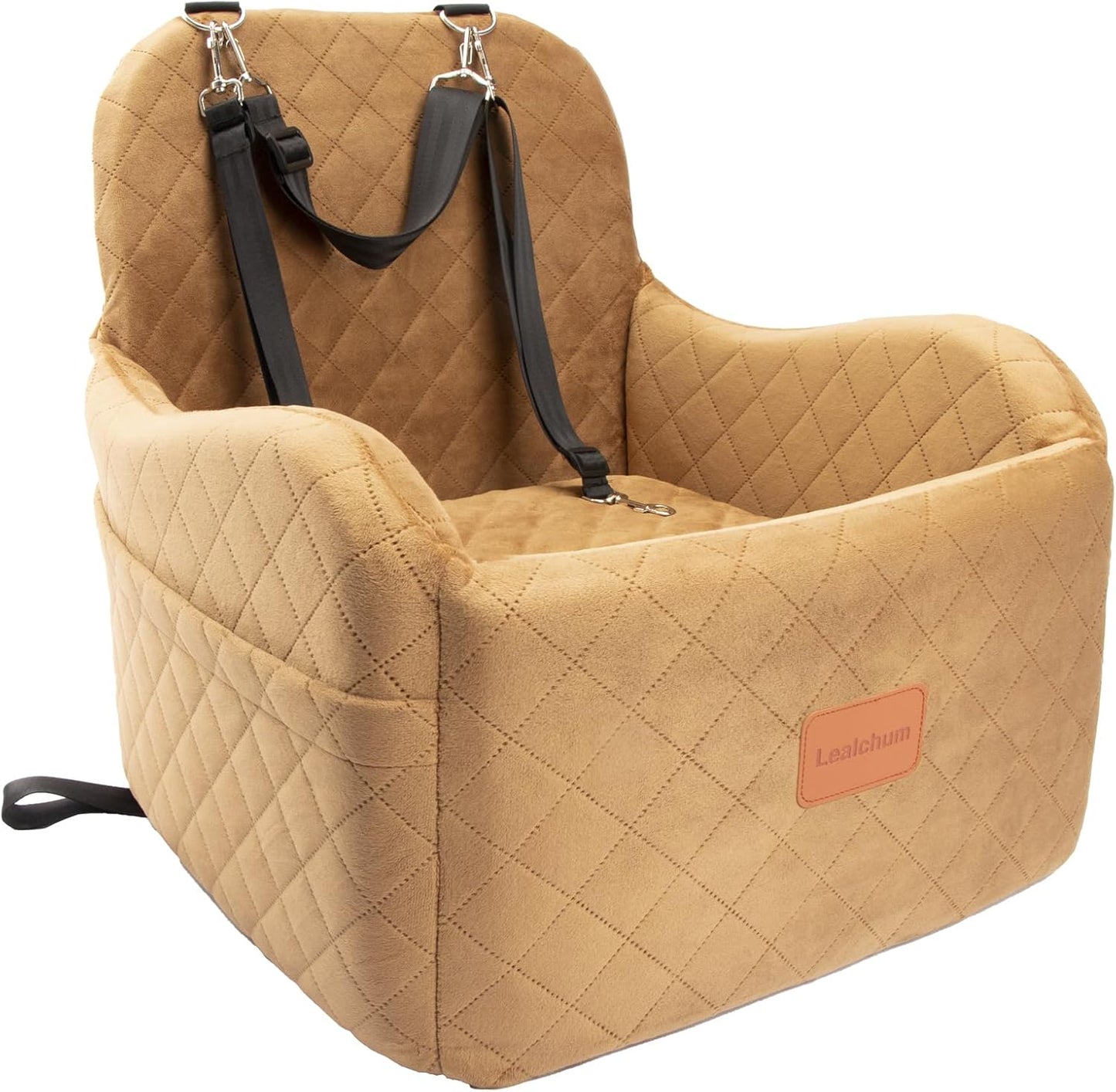 Dog Booster Car Seat for Small/Medium Dogs, Memory Foam Elevated Cushion, Fully Detachable & Washable with Safety Leashes, Fits All Car Seats & SUV - OMOTOR