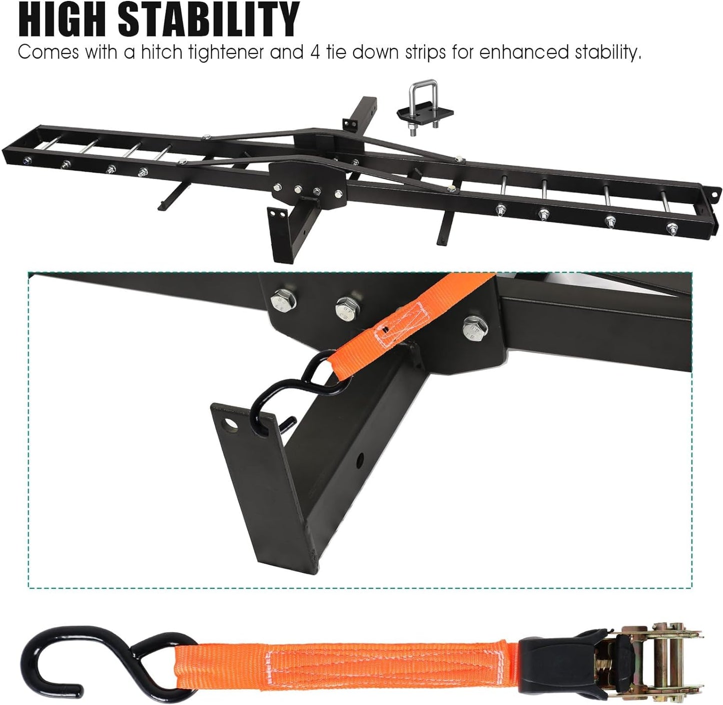 Motorcycle Hitch Carrier 500LBS, Heavy Duty Dirt Bike Hauler Hitch Mount Rack with Tie-Down Strap and Hitch Tightener, 2" Receiver - OMOTOR