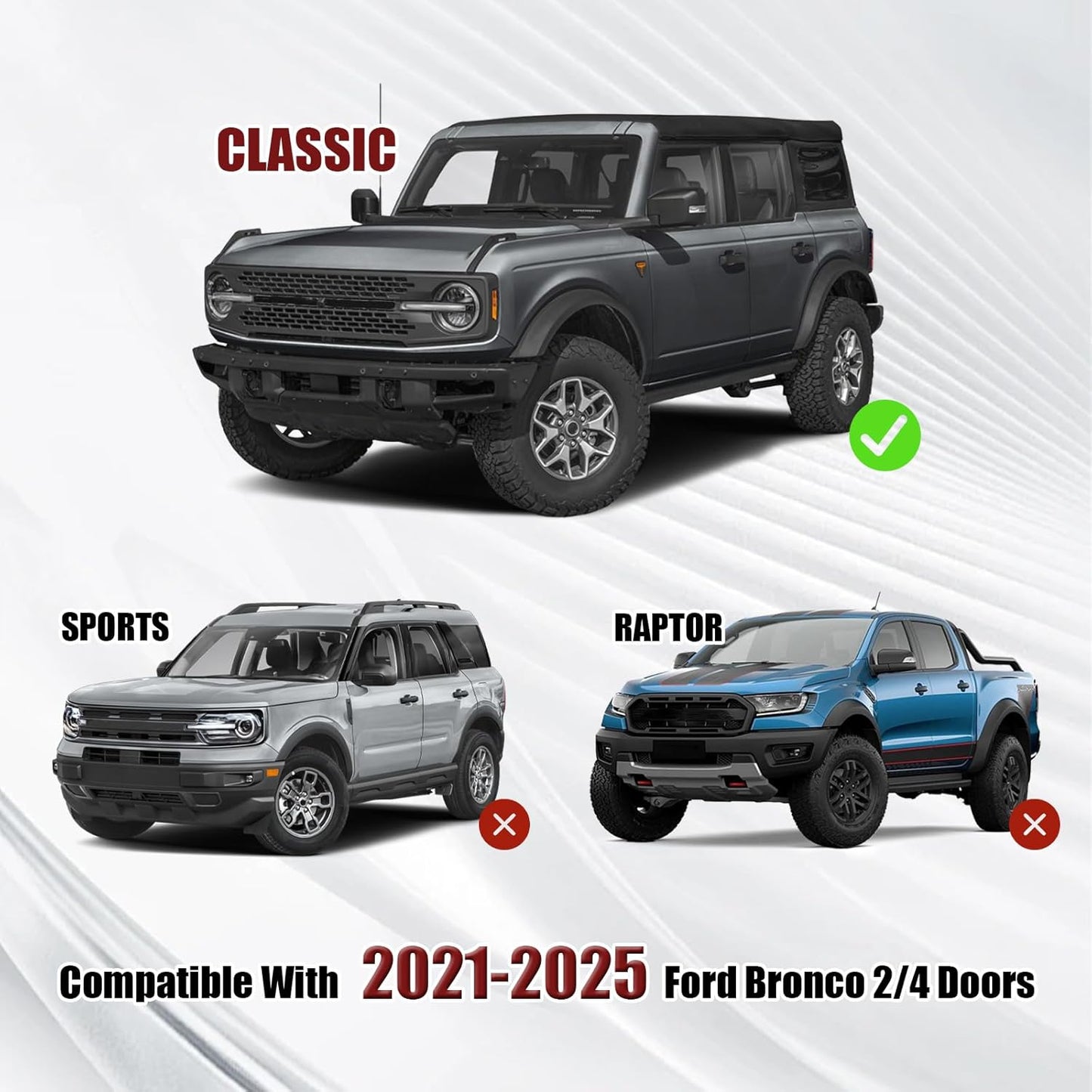 Front Bumper Skid Plate Compatible with 2021 2022 2023 2024 2025 Ford Bronco 2/4 Door Lower Guard Engine Protection Protector Replacement for MB3C-6B629-CB
