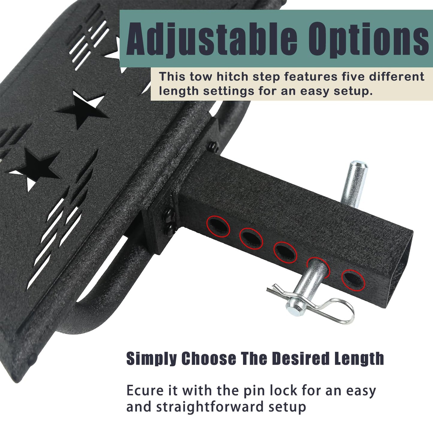 Universal Hitch Steps for Pickup Truck - Solid Trailer Hitch Step 2 Inch Receiver Hitch Accessories 17.3'' Rear Bumper Guard Protector for Car Vehicles SUV ATV Upgraded Textured Black with Pin Lock - OMOTOR