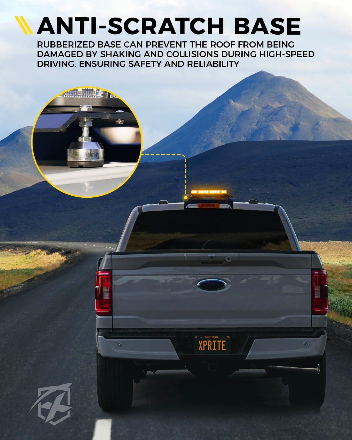 Xprite Drill-Free Light Bar Cab Mount,Magnetic Strobe Light Bar Mount Bracket Compatible with Ford F150 (2015+), Ford F250 - F550 (2017+) Replace for Ford Accessories