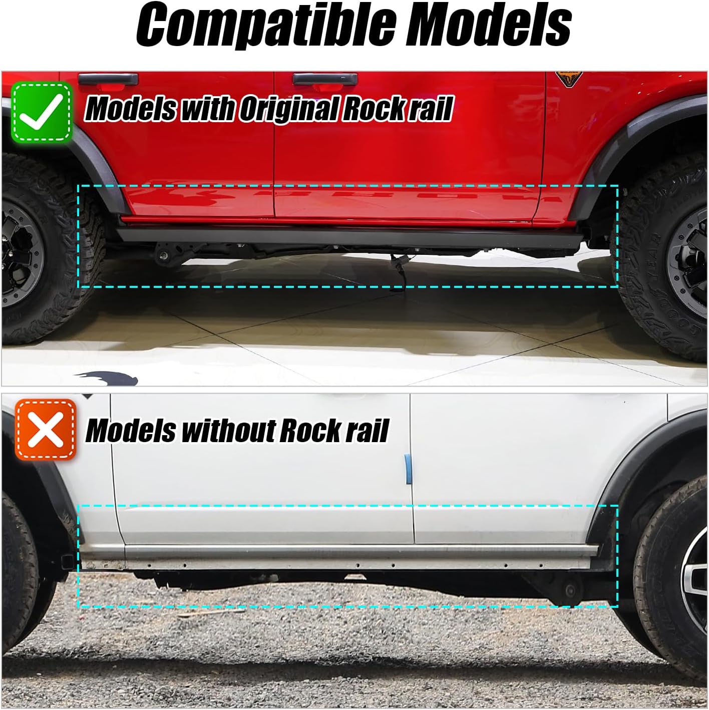Running Boards Side Steps Compatible with Ford Bronco 2021-2025 Side Steps Bar Nerf Bar fit for Bronco Accessories 2/4 Door (2 PCS)