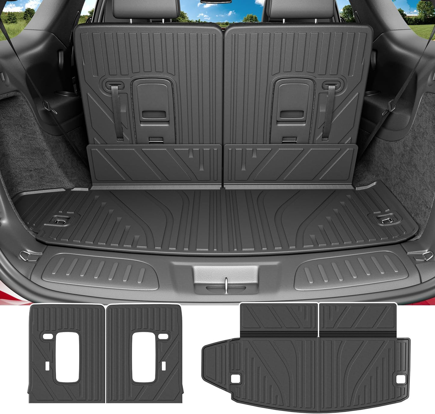 powoq Cargo Mat Compatible with 2016-2025 Dodge Durango 6&7 Seats Trunk Mat 3rd Backrest Mat Replacement for 2016-2025 Dodge Durango Accessories(Trunk Mat+3rd Row Backrest Mat)