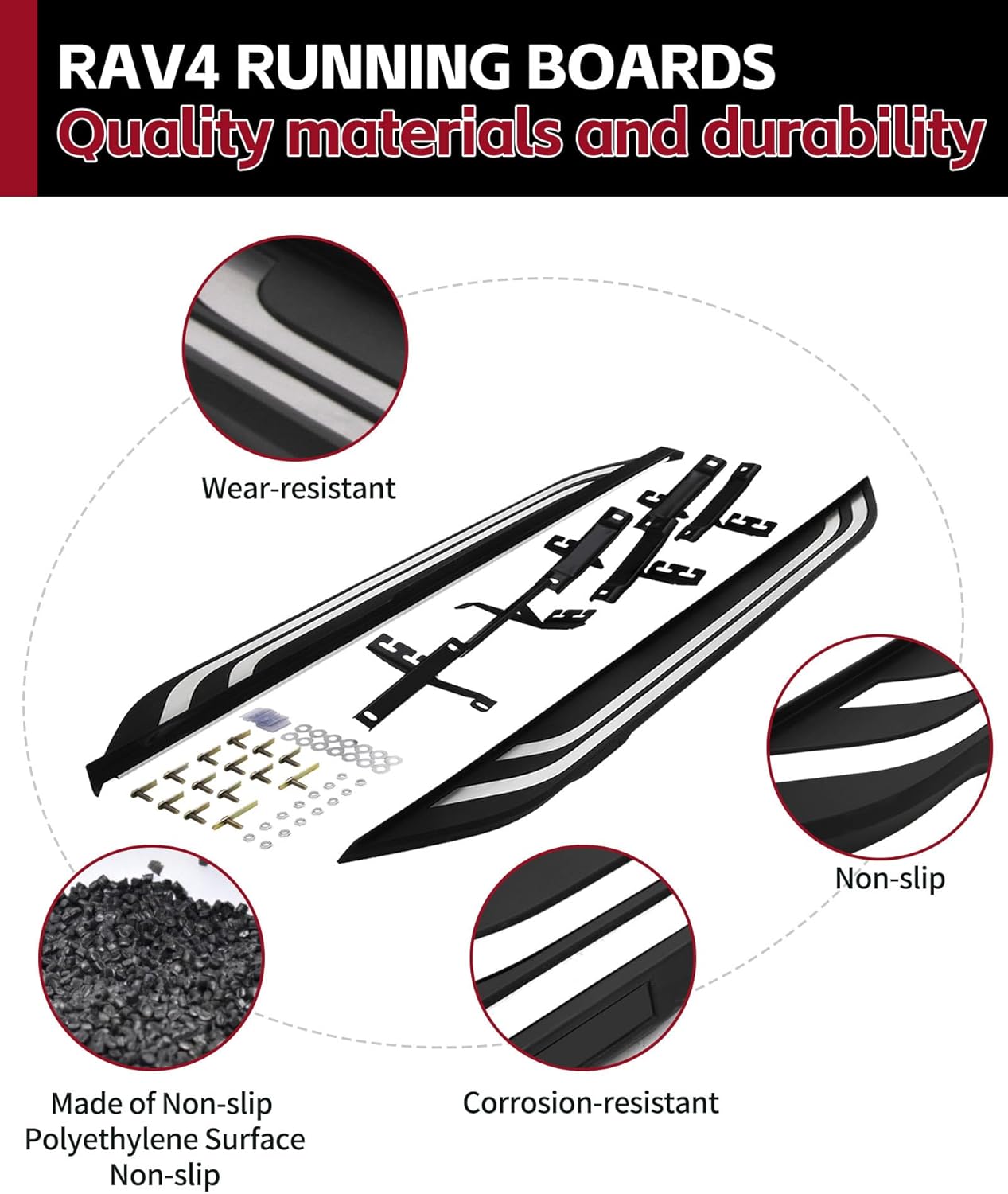 Running Boards Fit for 2019 2020 2021 2022 2023 2024 2025 Toyota RAV4 Side Step Nerf Bar