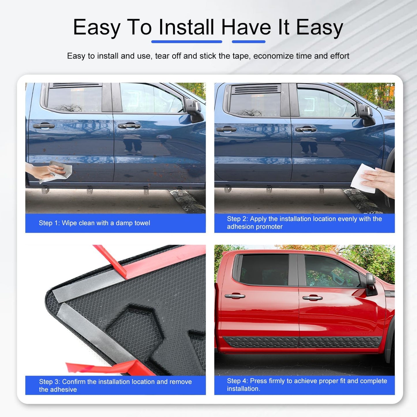Door Molding Trim Compatible with 2019-2025 Chevy Silverado GMC Sierra 1500 Crew Cab Rocker Panel Molding Trim Protector Replacement for 2019-2025 Chevy Silverado Accessories